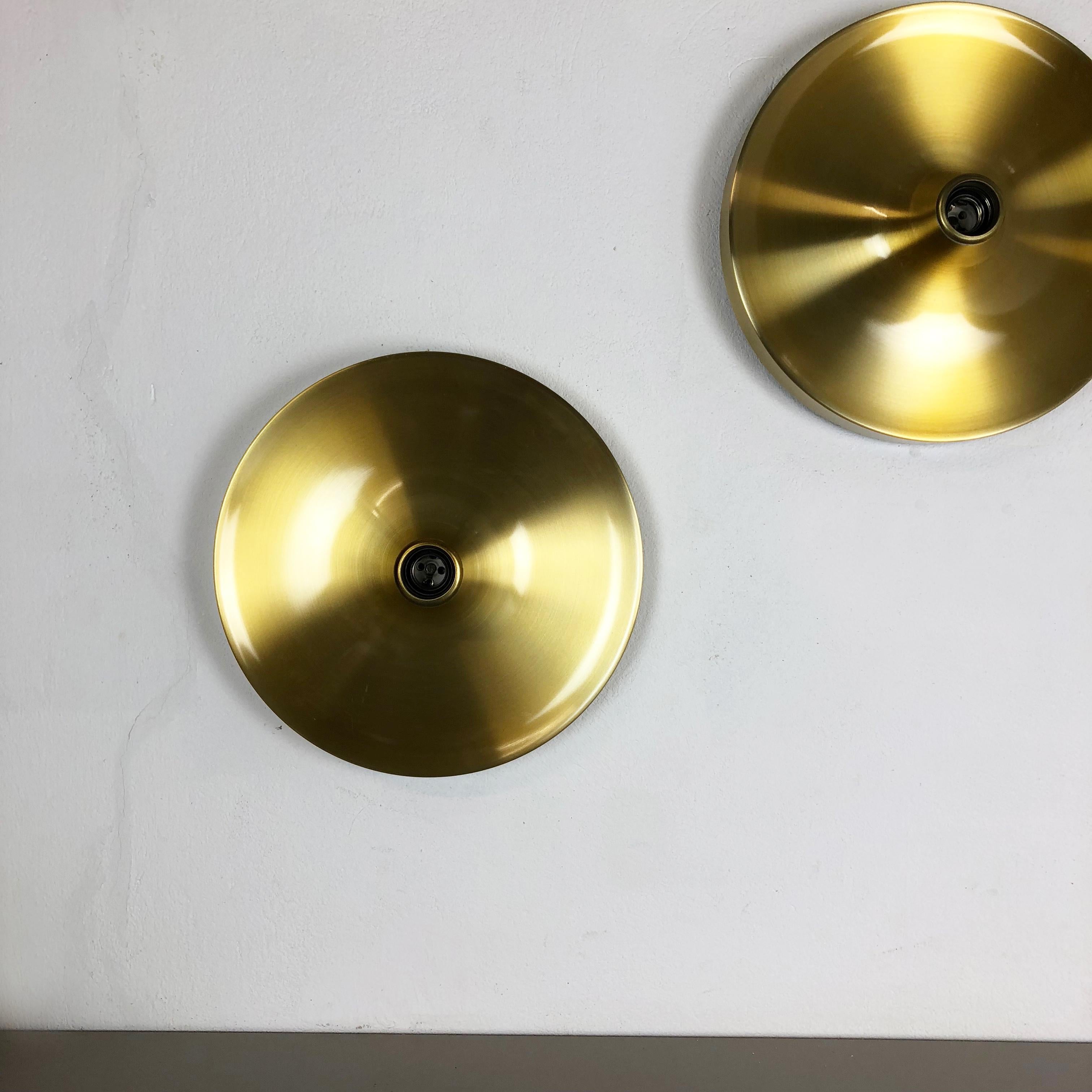 20th Century Set of Three Gold 1960s Charlotte Perriand Disc Wall Light by Honsel, Germany For Sale