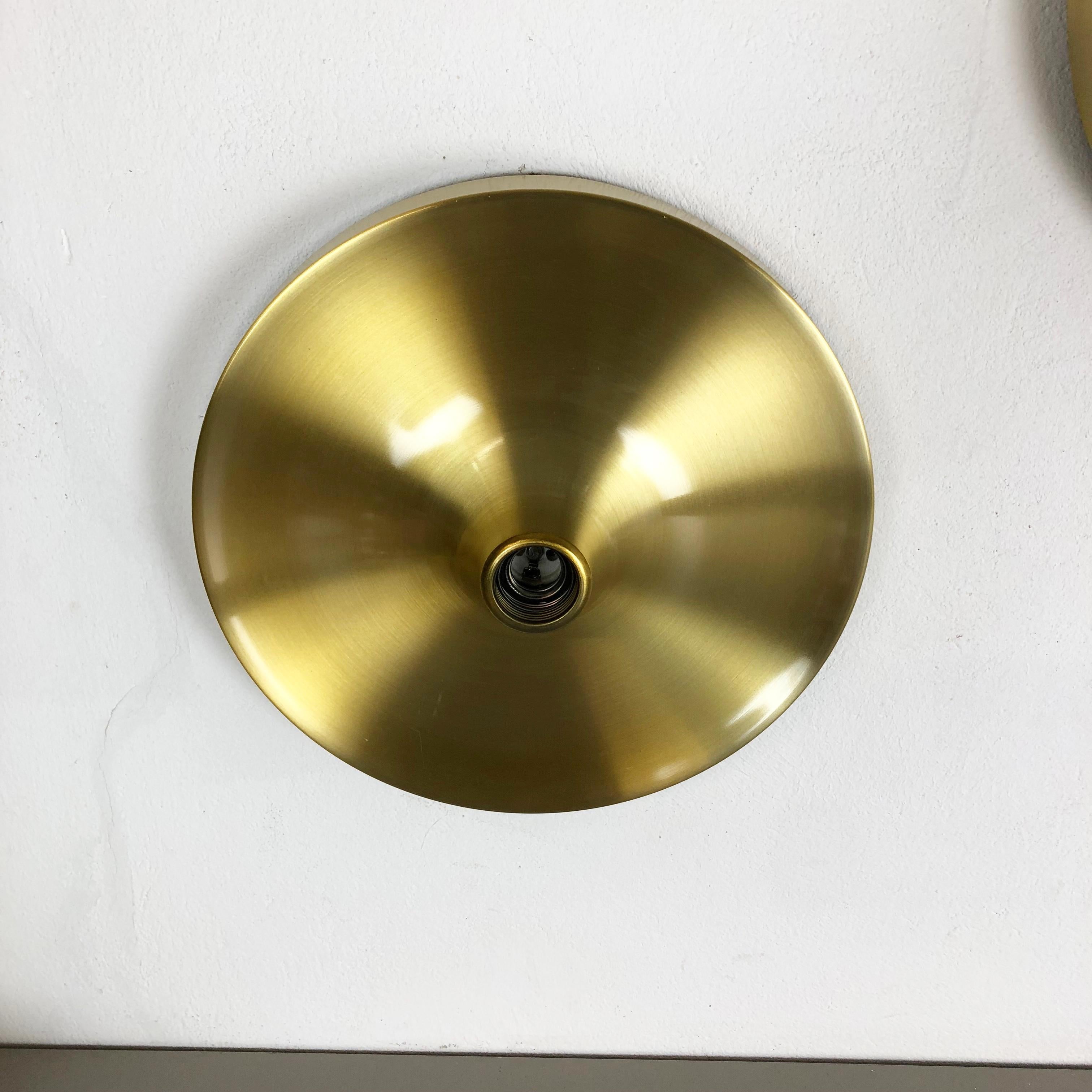 Set of Three Gold 1960s Charlotte Perriand Disc Wall Light by Honsel, Germany For Sale 1