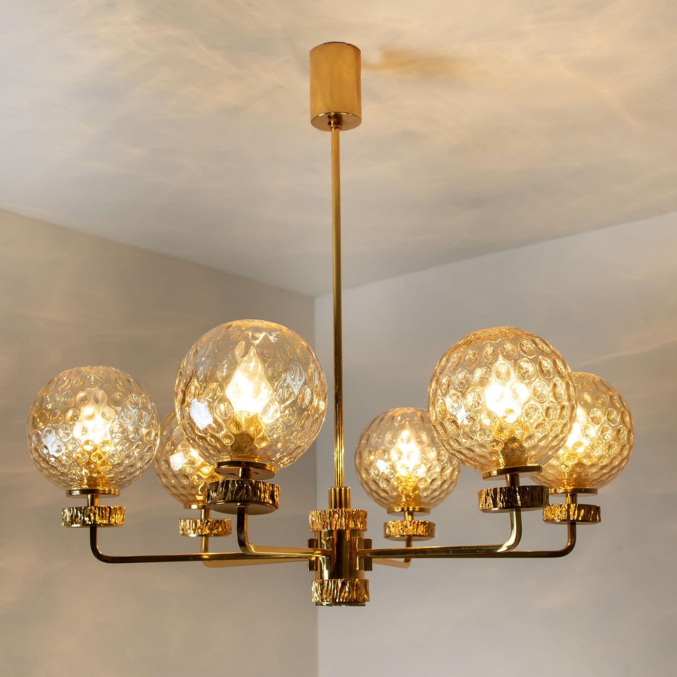 Set of Three Gold-Plated Glass Light Fixtures in the Style of Brotto, Italy In Good Condition For Sale In Rijssen, NL