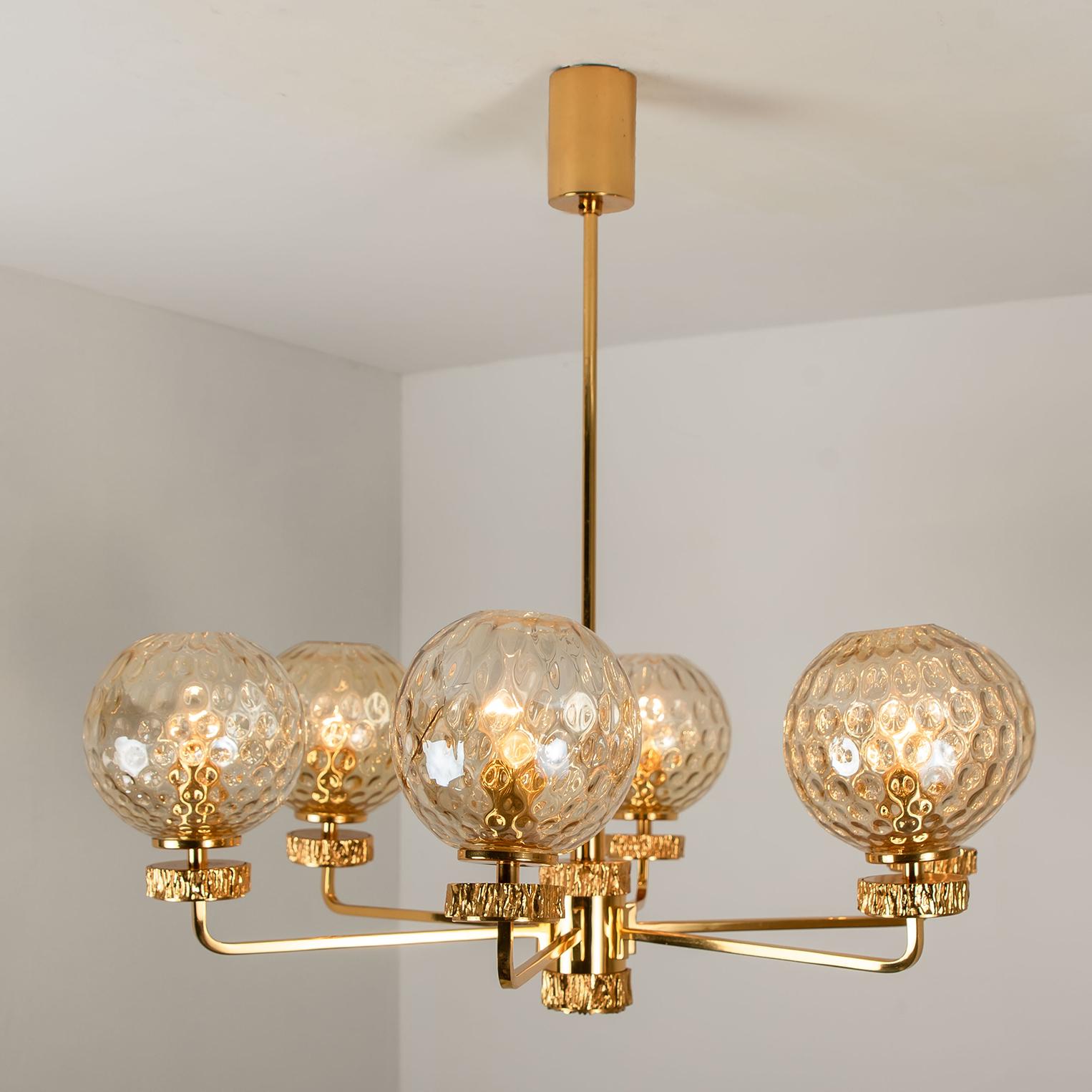 Gold Plate Set of Three Gold-Plated Glass Light Fixtures in the Style of Brotto, Italy For Sale