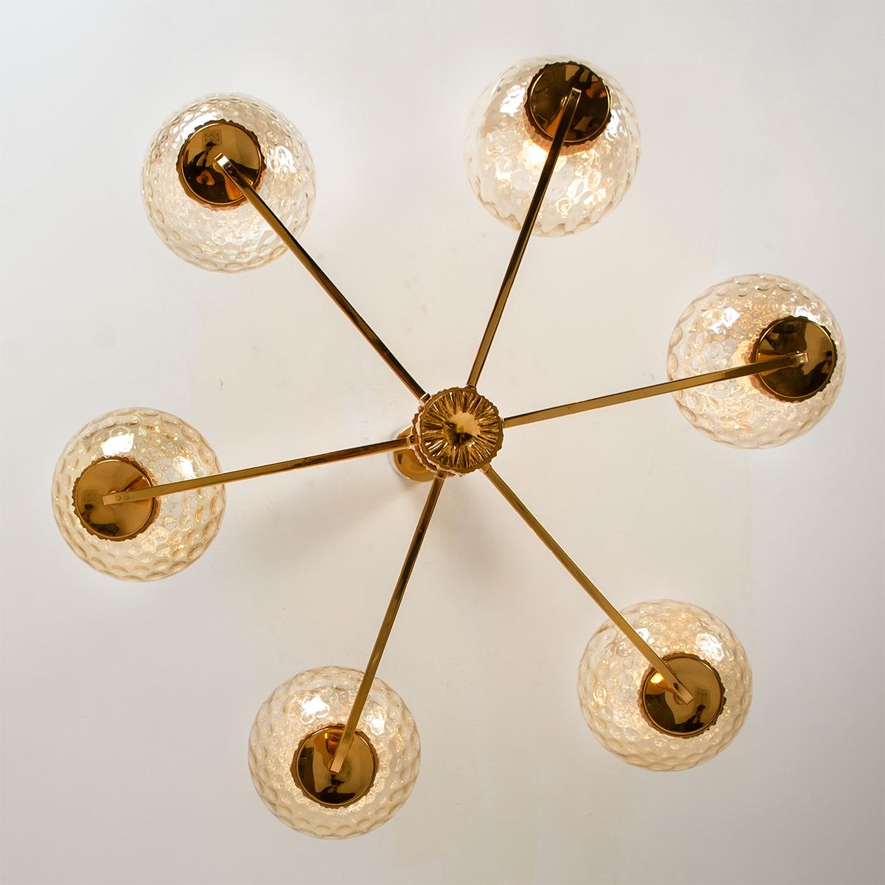 Set of Three Gold-Plated Glass Light Fixtures in the Style of Brotto, Italy For Sale 2
