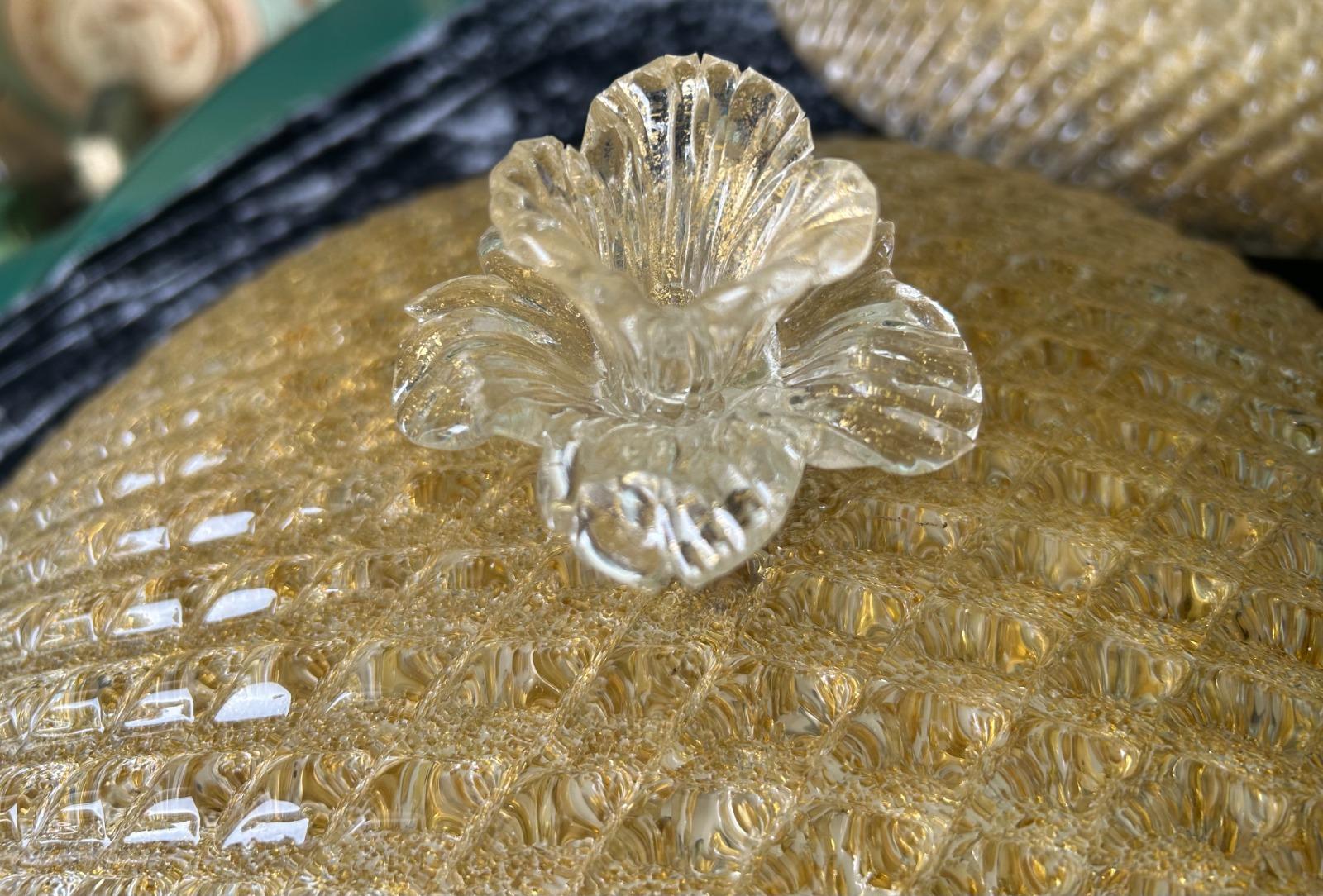 Blown Glass Golden Light, Set of Three Gorgeous and Elegant Murano Ceiling Lights, 1980's For Sale