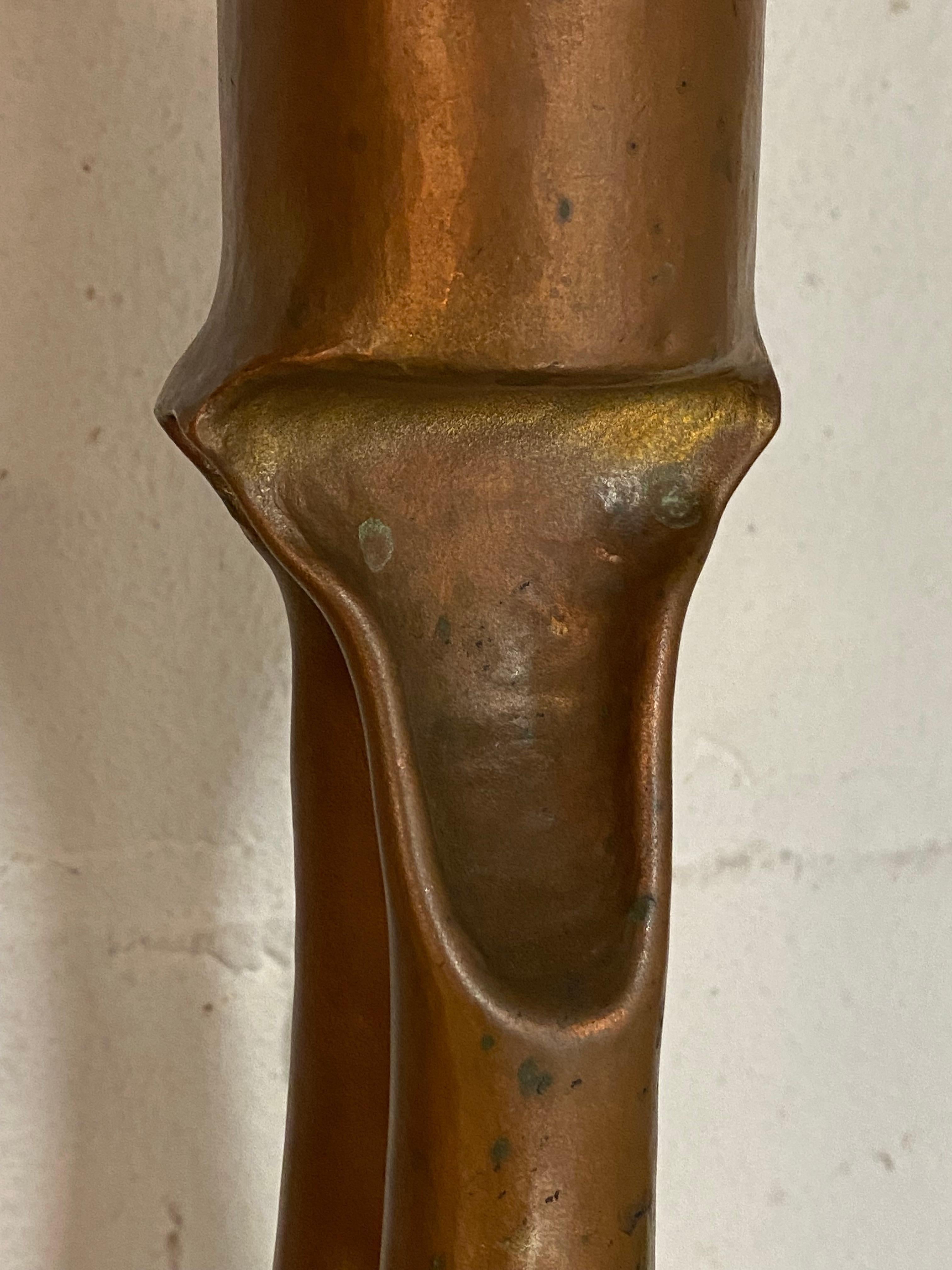 Set of Three Graduated Brutalist Copper Candleholders by Thomas Roy Markusen In Good Condition In Garnerville, NY