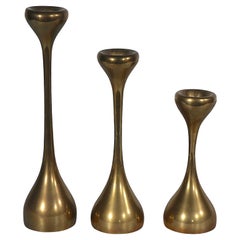 Vintage Set of Three Graduated Organic Modern Candlesticks c 1970's