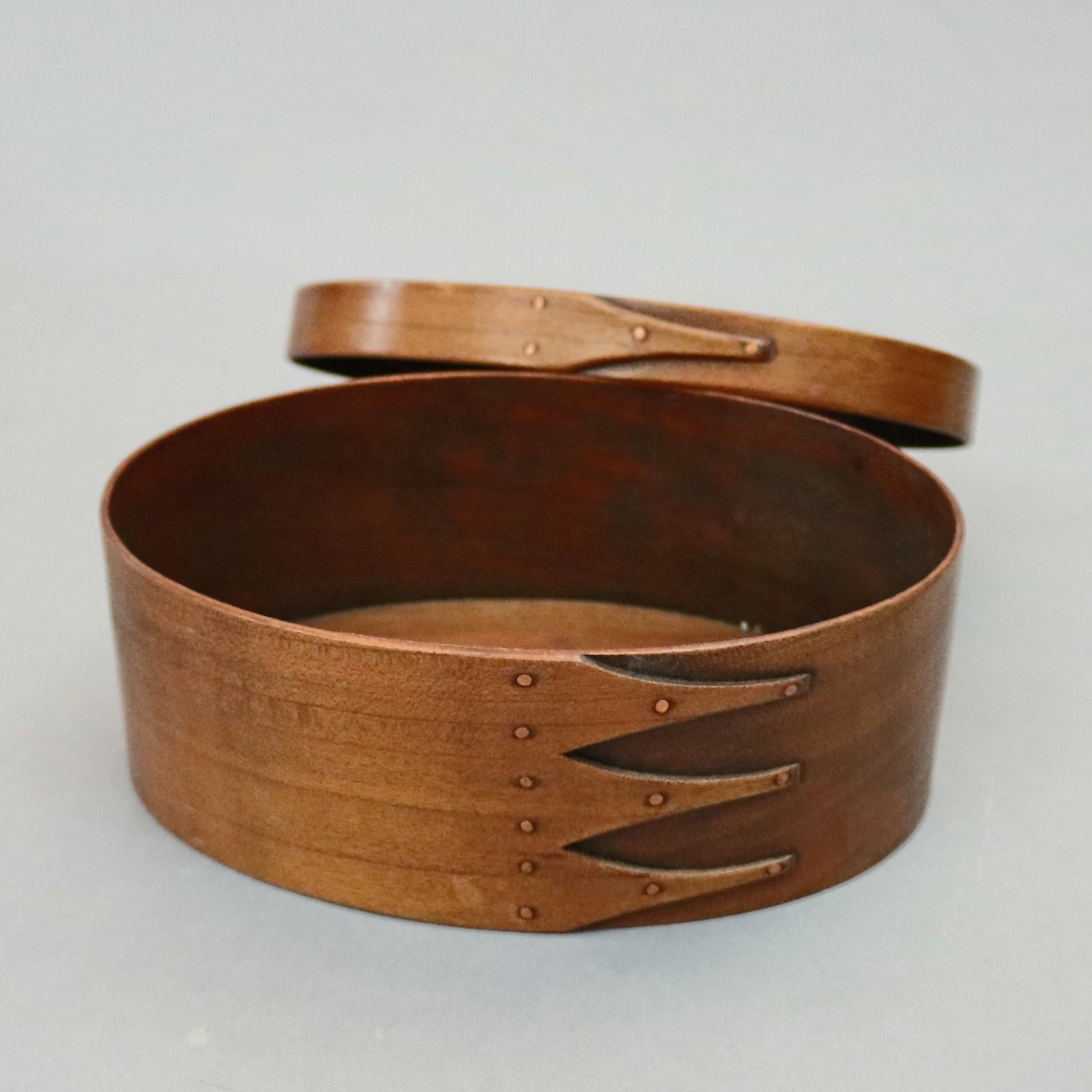 Copper Set of Three Graduated Oval Lesher School Handled Shaker Boxes, 20th Century