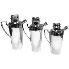 Set of Three Graduating Cocktail Shakers