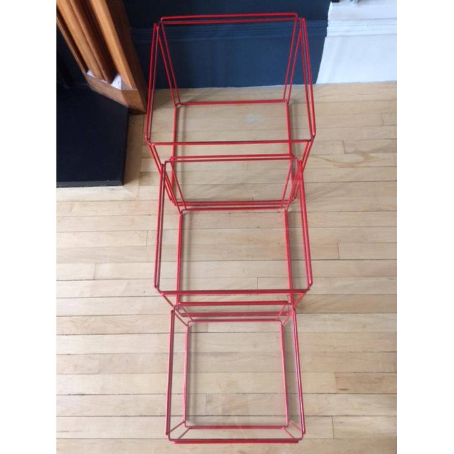 Set of Three Graphical 'Isocele' Red Nesting Tables Max Sauze for Atrow, 1970 In Excellent Condition In Glasgow, GB