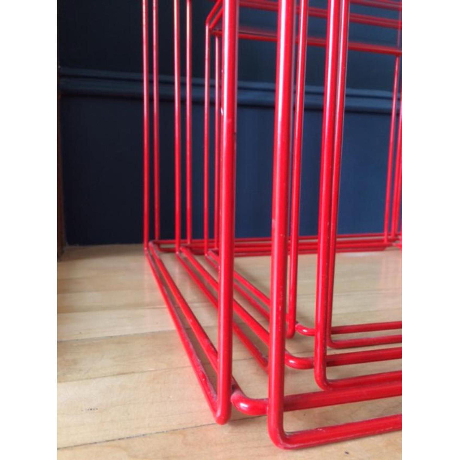 Set of Three Graphical 'Isocele' Red Nesting Tables Max Sauze for Atrow, 1970 1