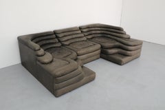 Set di tre divani in pelle grigia De Sede DS-1025 Terrazza di Ubald Klug, anni '70