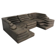 Set of Three Gray Leather De Sede DS-1025 Terrazza Sofas by Ubald Klug, 1970s