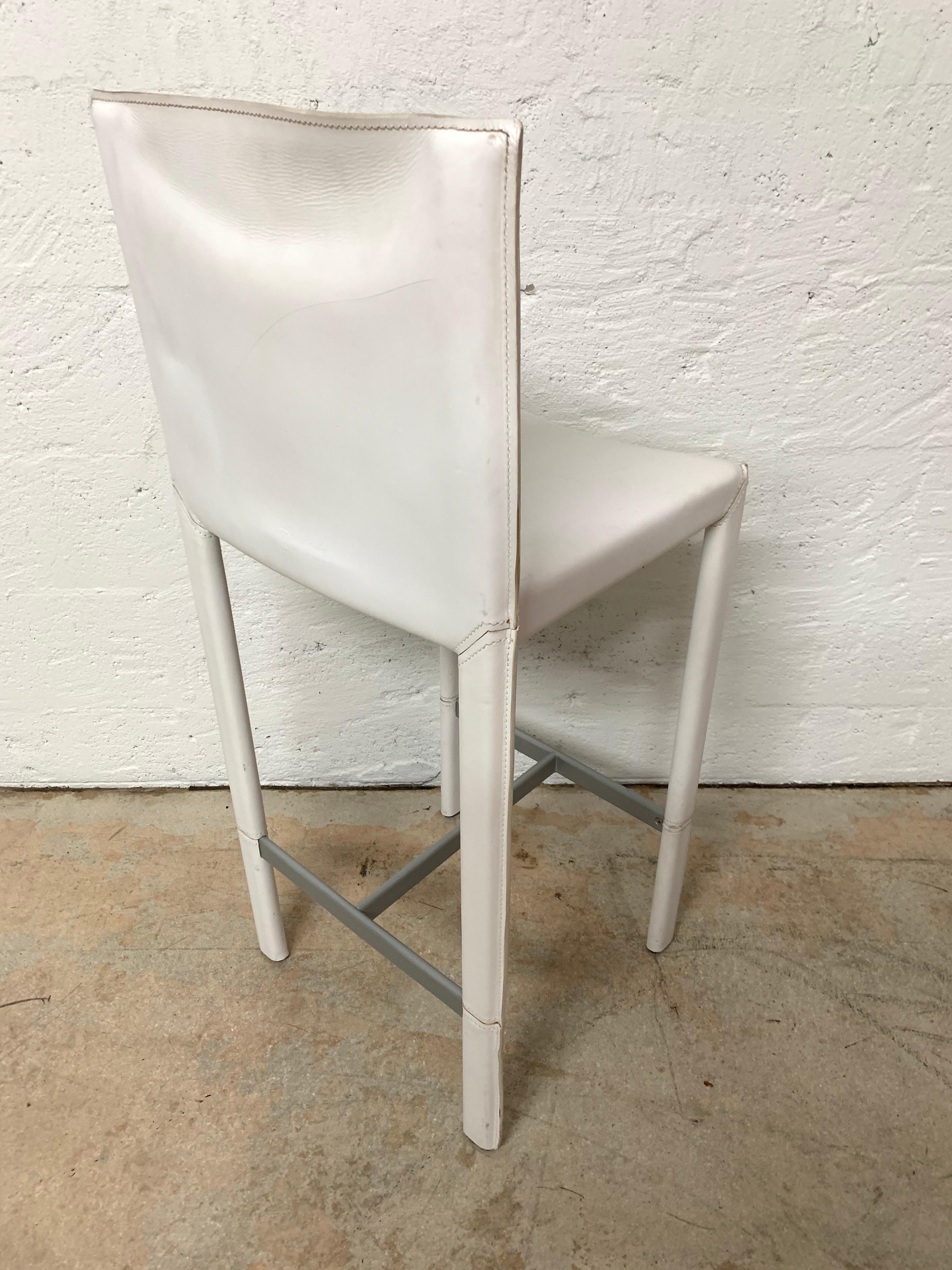 Set of Three Grazzi and Bianchi Stitched Leather Barstools for Enrico Pellizzoni In Good Condition For Sale In Miami, FL