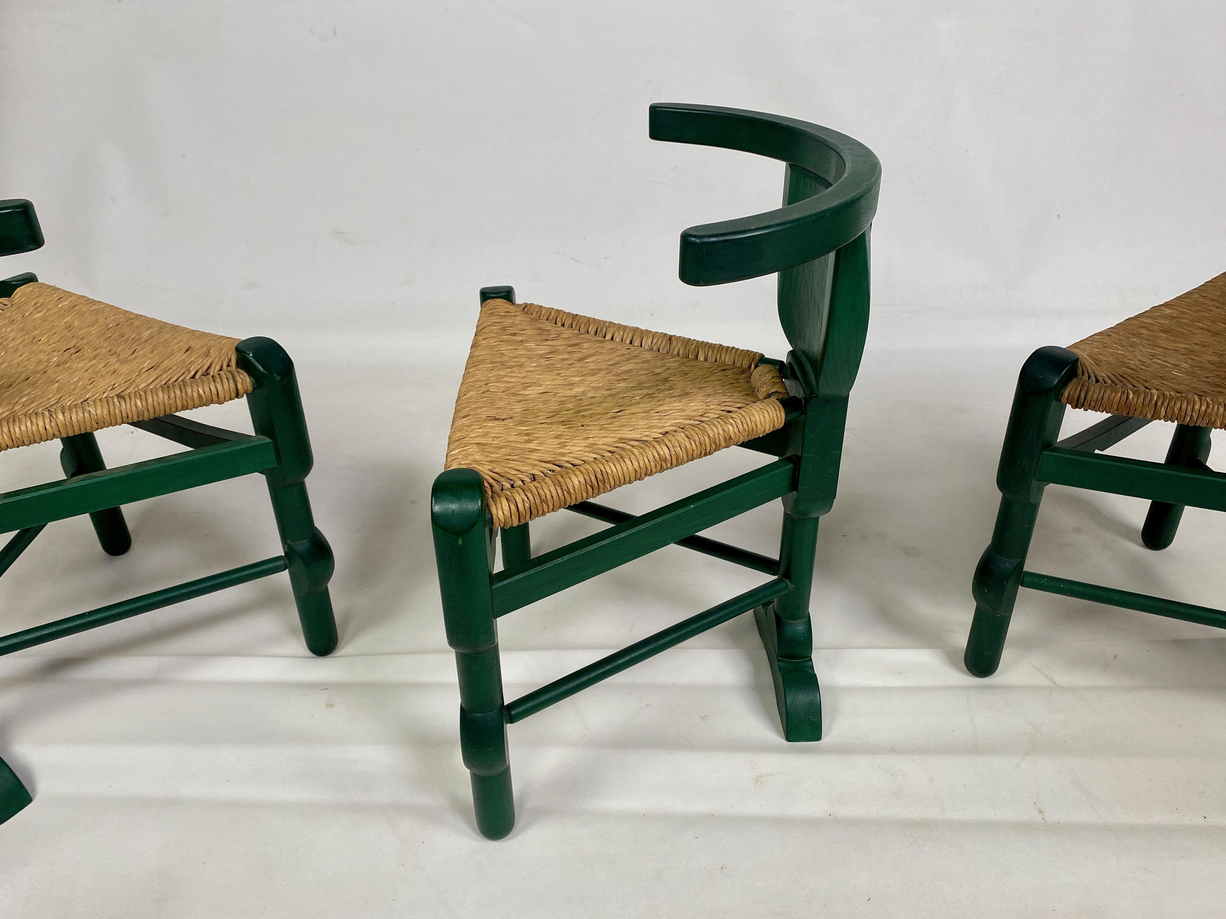 Set of Three Green Side Chairs After a Design by Bernhard Hoetger 2