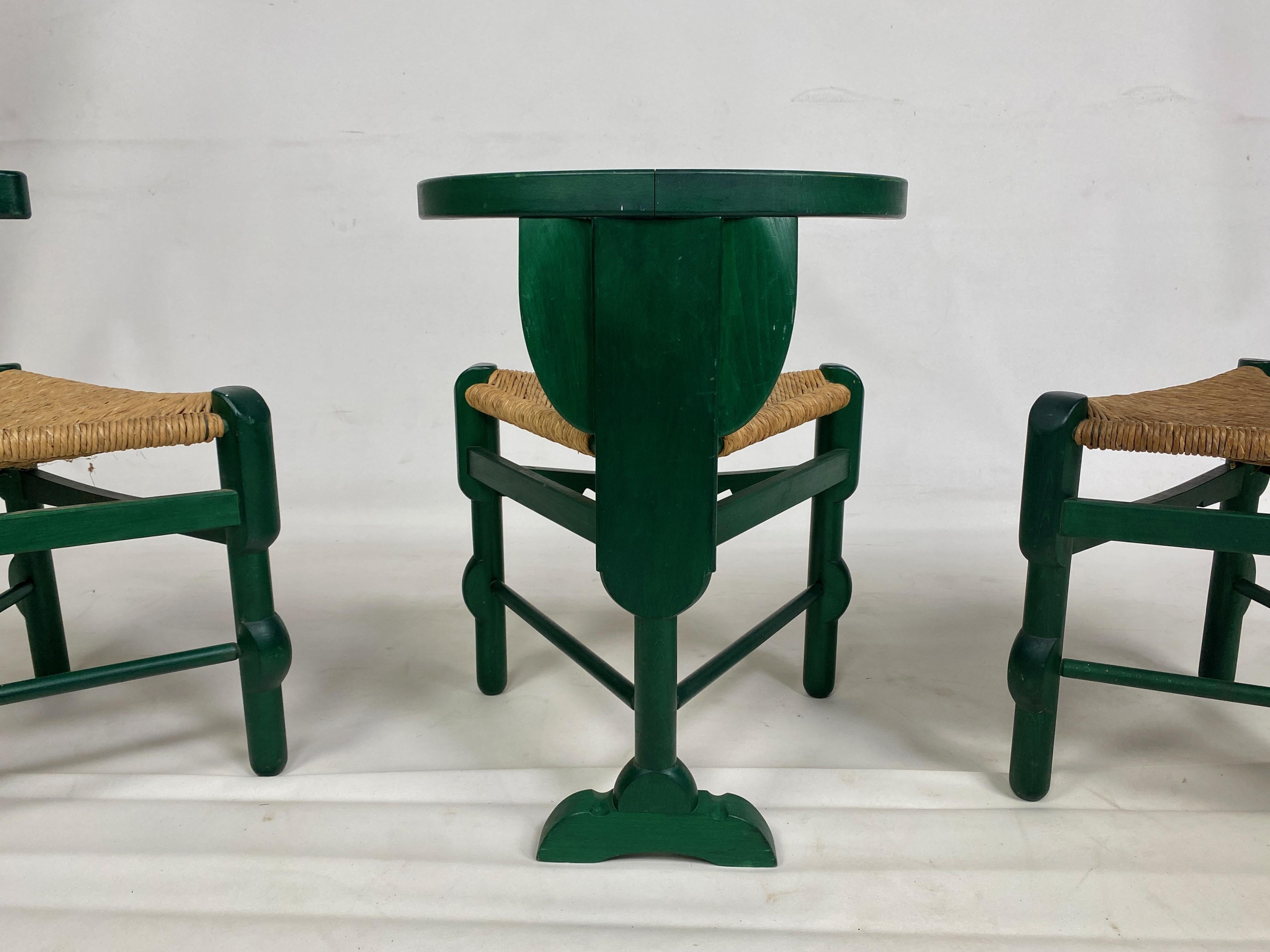 Set of Three Green Side Chairs After a Design by Bernhard Hoetger 3