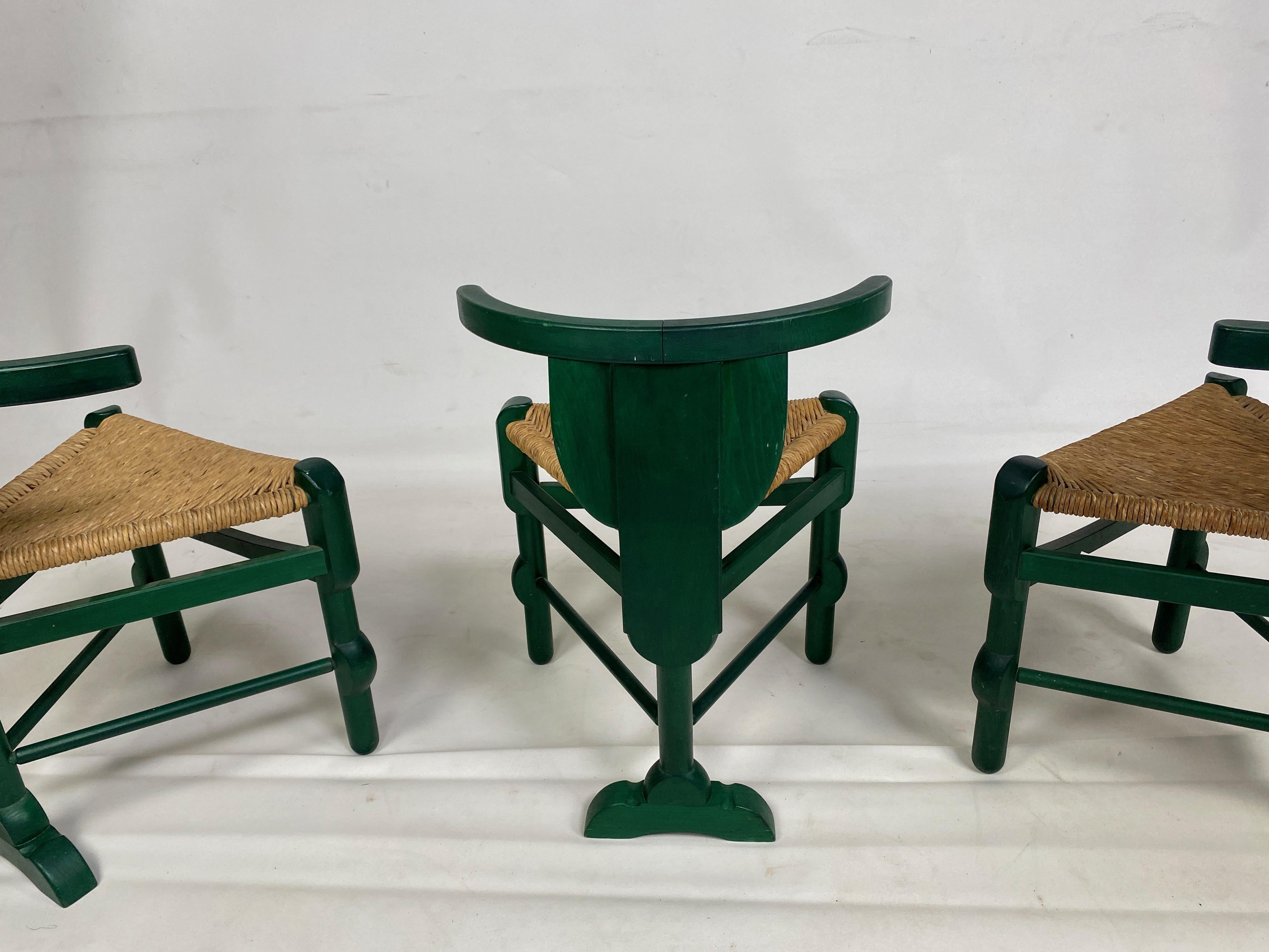 Set of Three Green Side Chairs After a Design by Bernhard Hoetger 4