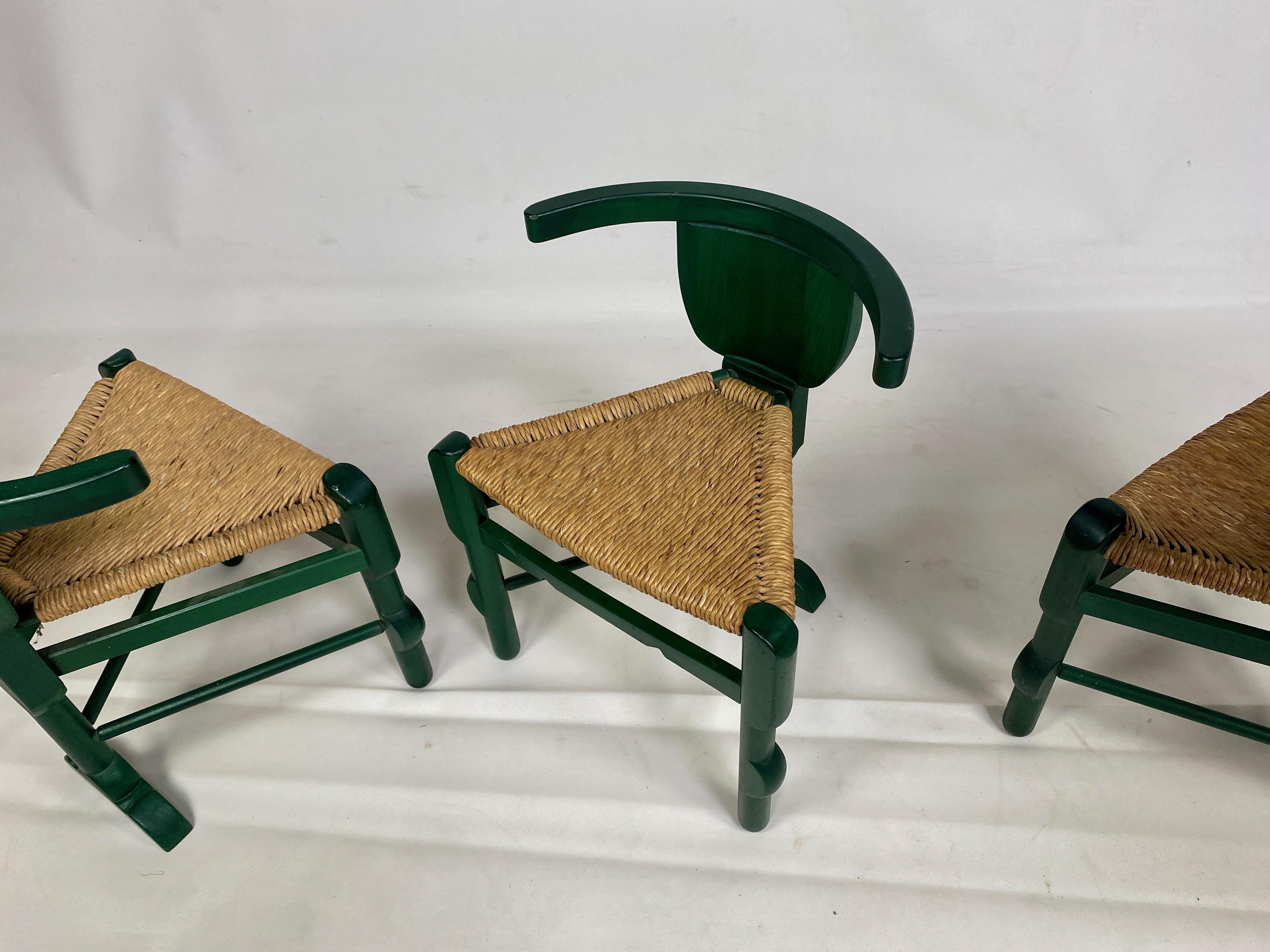 Set of Three Green Side Chairs After a Design by Bernhard Hoetger 6