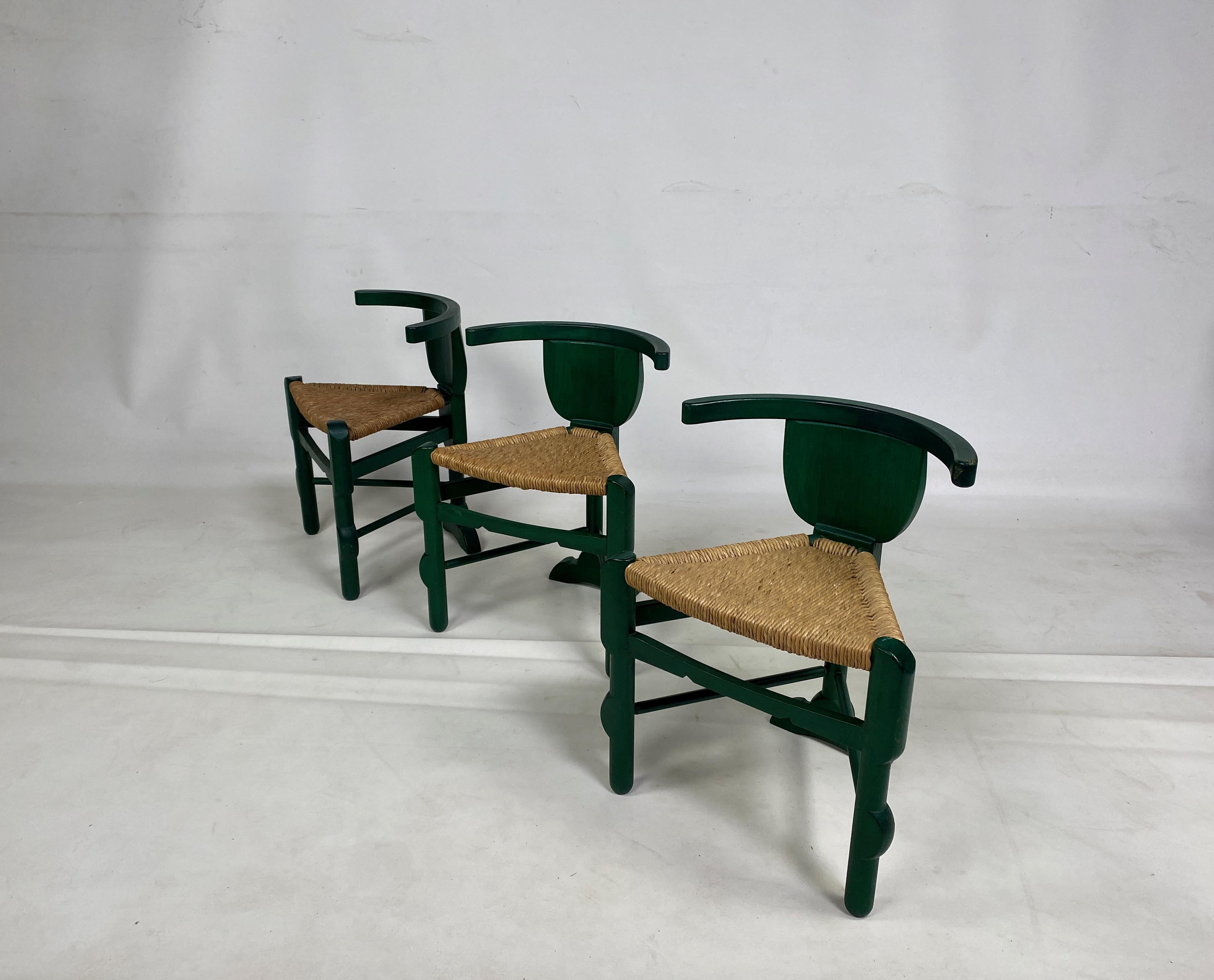 Set of Three Green Side Chairs After a Design by Bernhard Hoetger 8