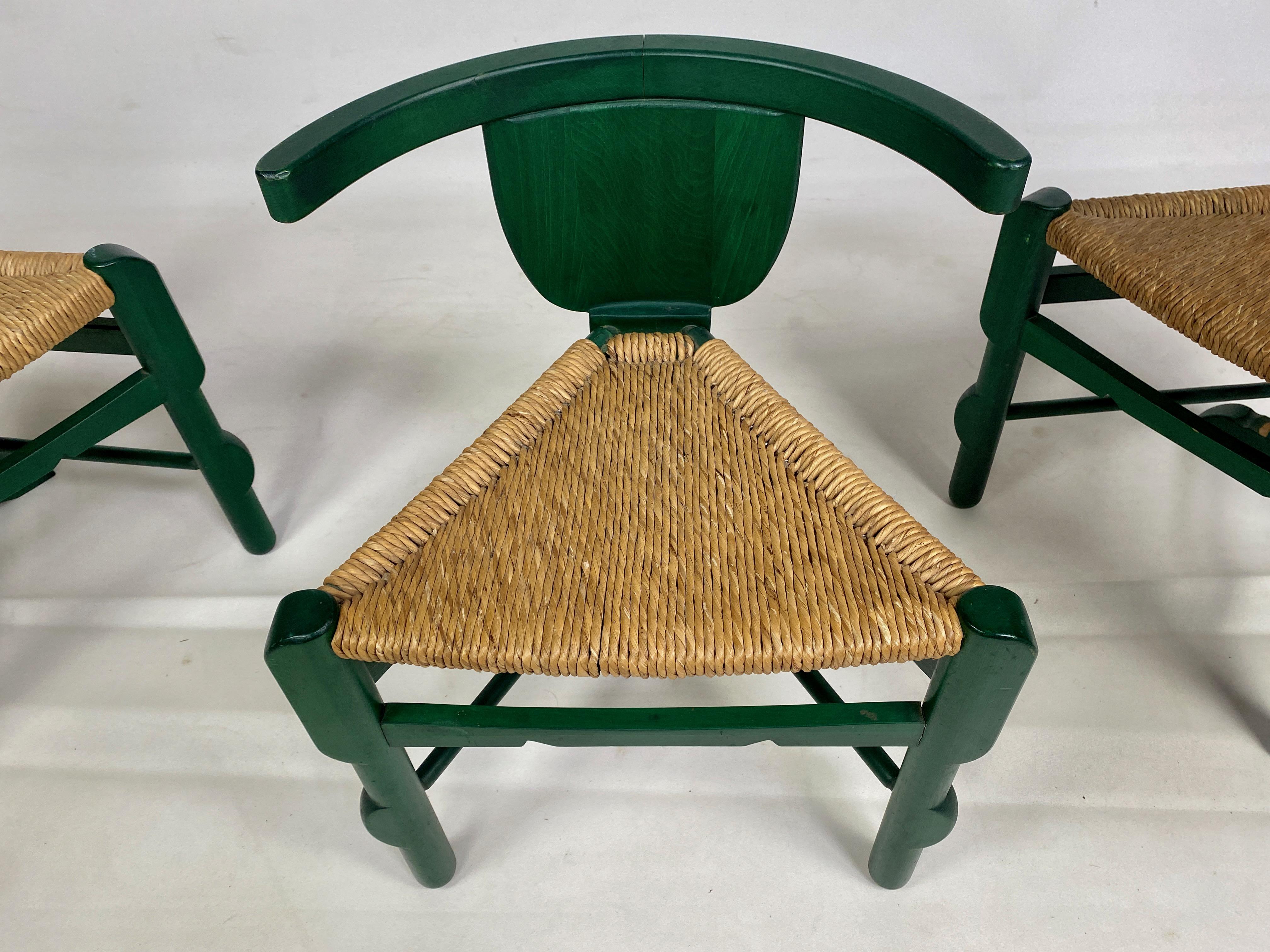 German Set of Three Green Side Chairs After a Design by Bernhard Hoetger