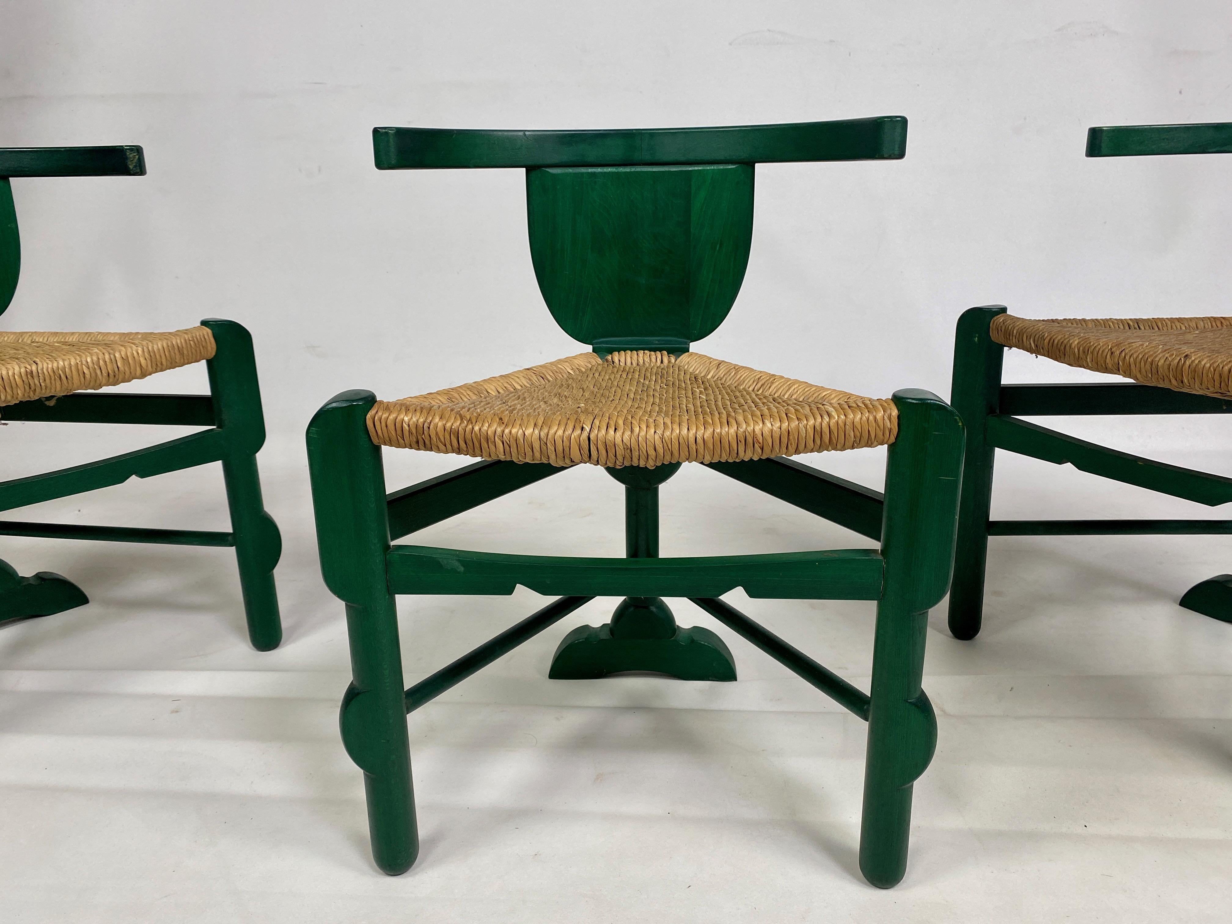 Set of Three Green Side Chairs After a Design by Bernhard Hoetger In Good Condition In London, London