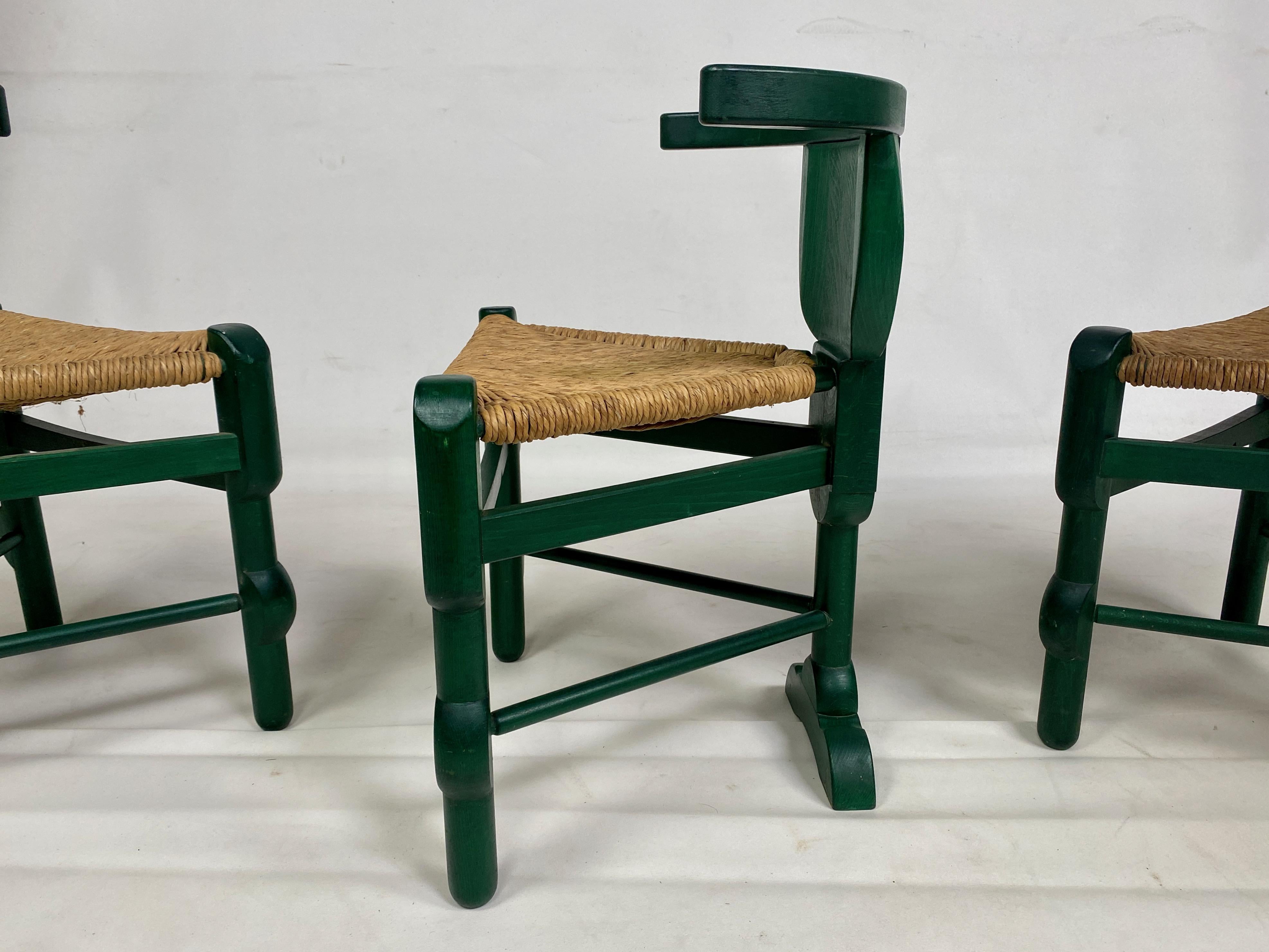 Set of Three Green Side Chairs After a Design by Bernhard Hoetger 1
