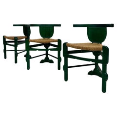 Set of Three Green Side Chairs After a Design by Bernhard Hoetger