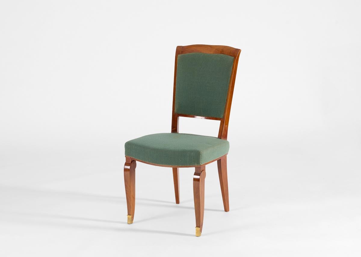 Français Trois chaises d'appoint en tissu vert de la collection de Thierry Despont en vente