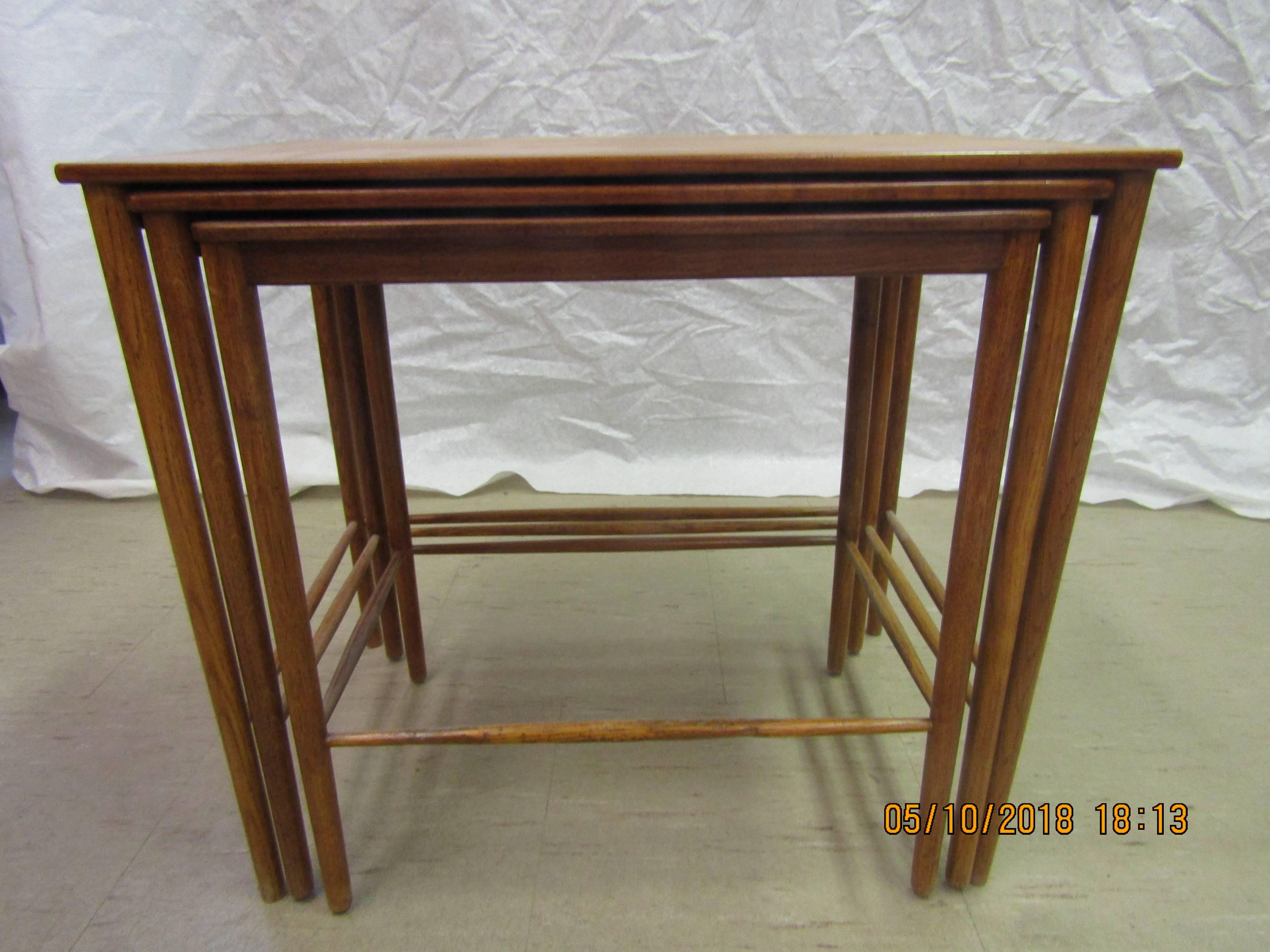 Set of Three Greta Jalk Nesting Tables in Teak In Excellent Condition For Sale In Ottawa, ON