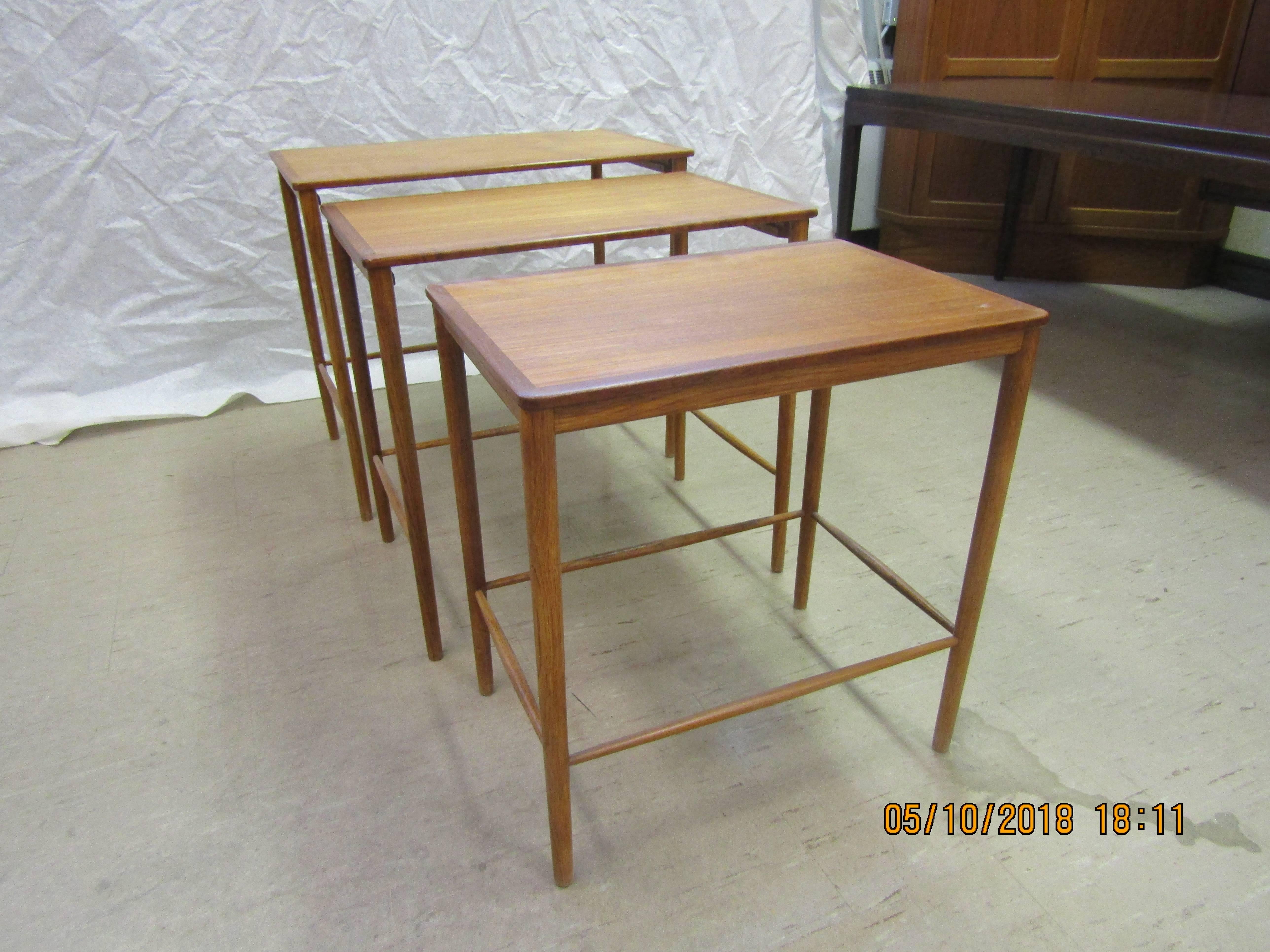 Set of Three Greta Jalk Nesting Tables in Teak For Sale 1