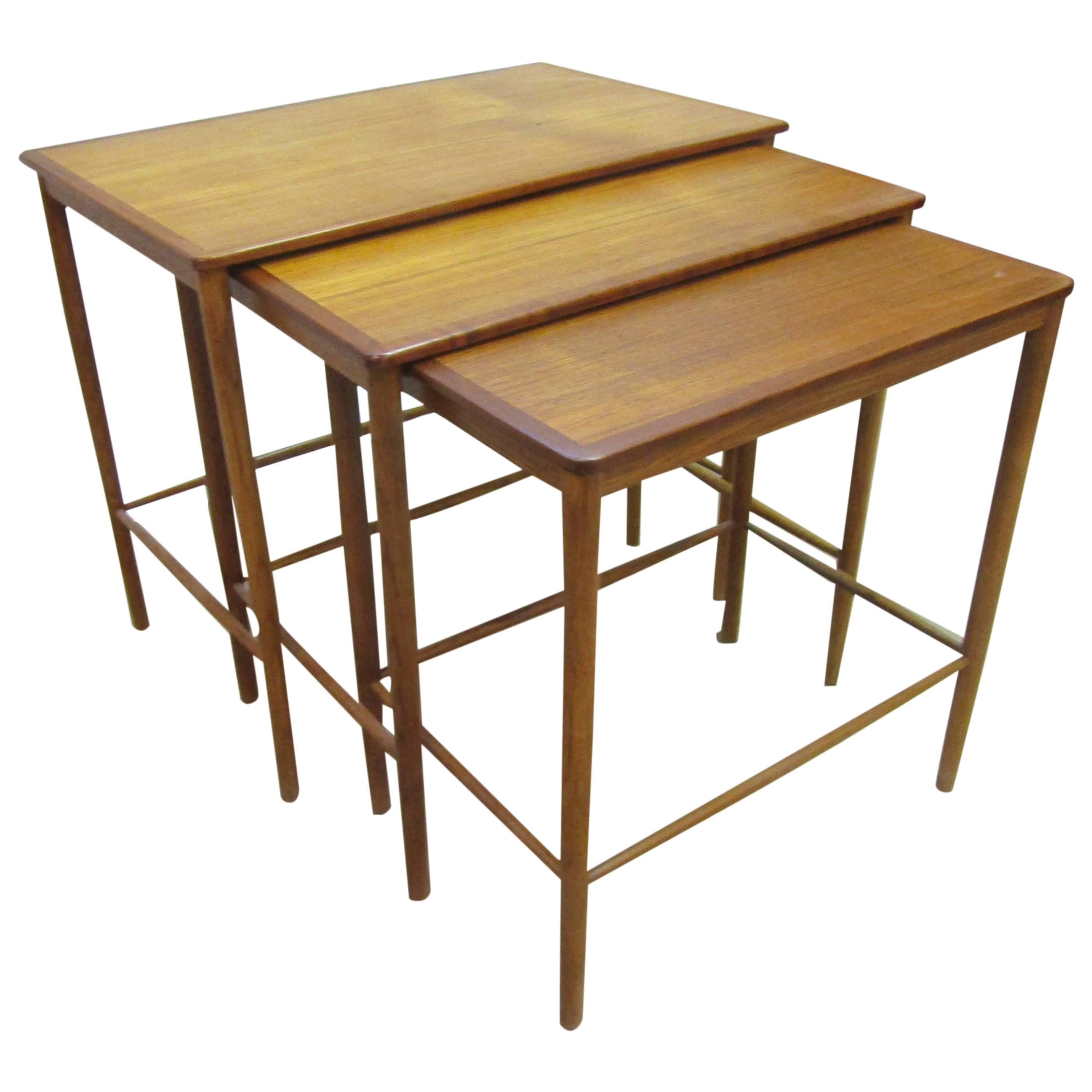 Set of Three Greta Jalk Nesting Tables in Teak For Sale