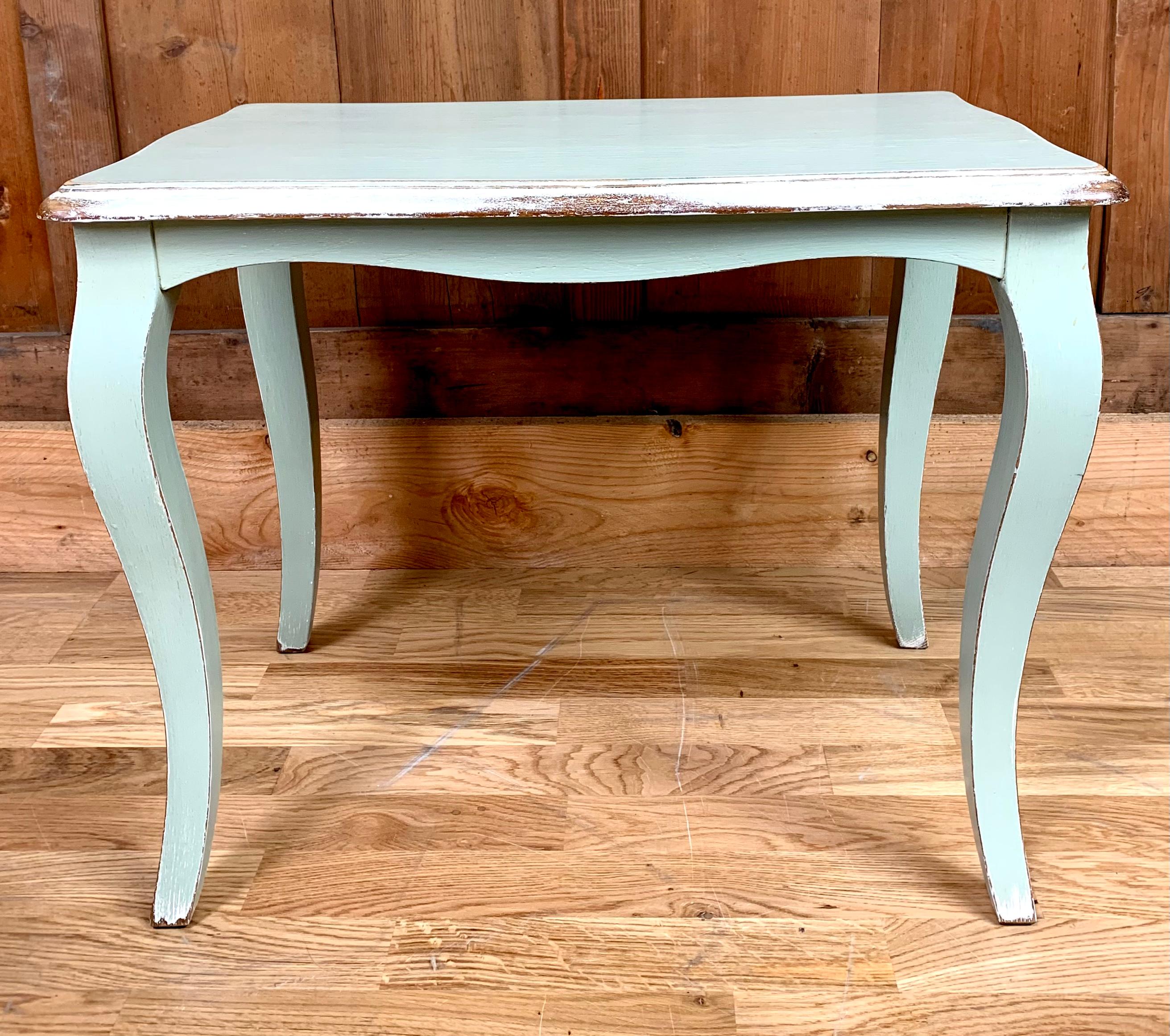 Patinated Set of Three Grey Nesting Tables Louis XV Style For Sale