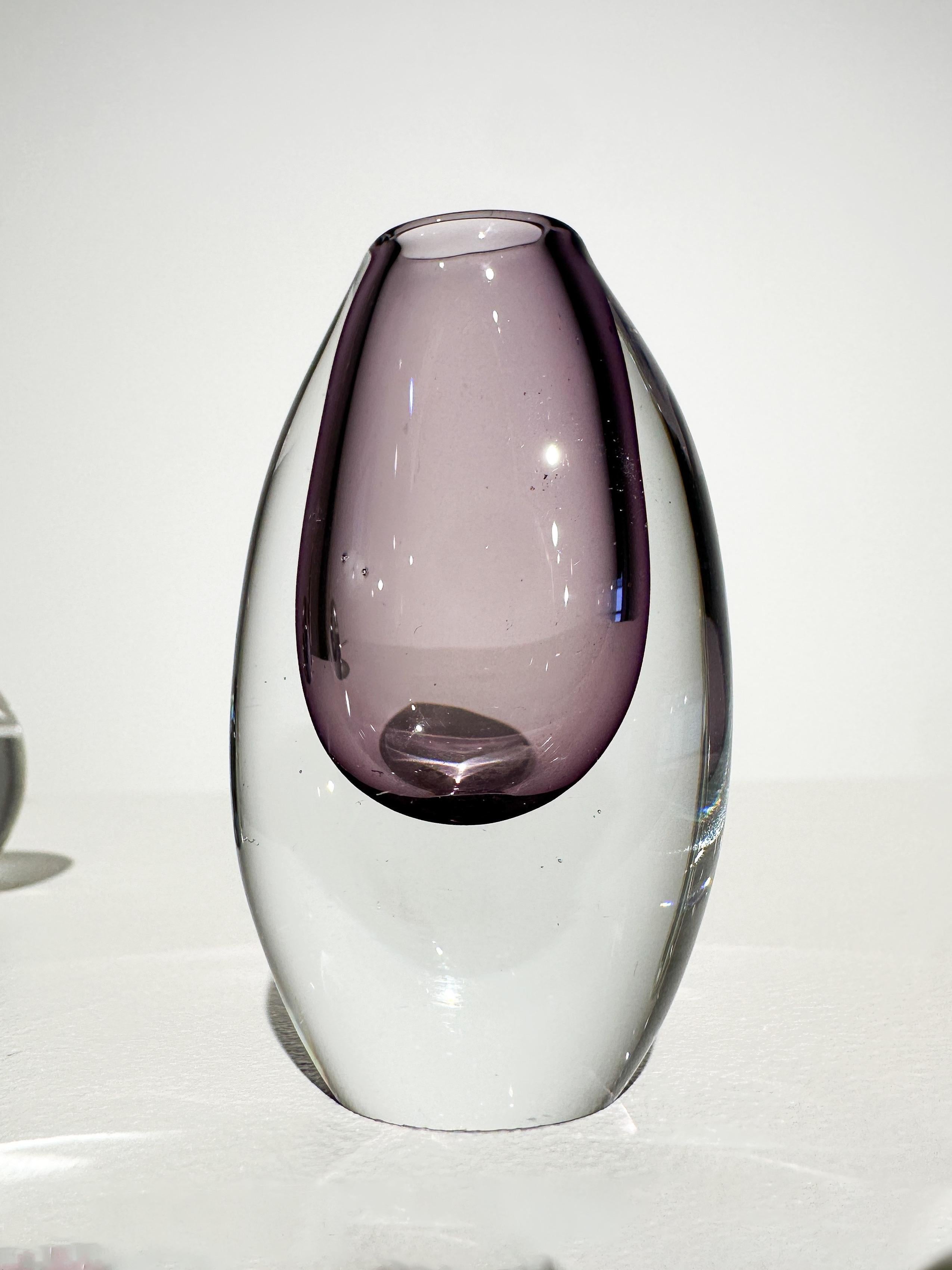 Set of Three Gunnar Nylund Miniature Vases Strömbergshyttan Glass Sweden 1960s 2