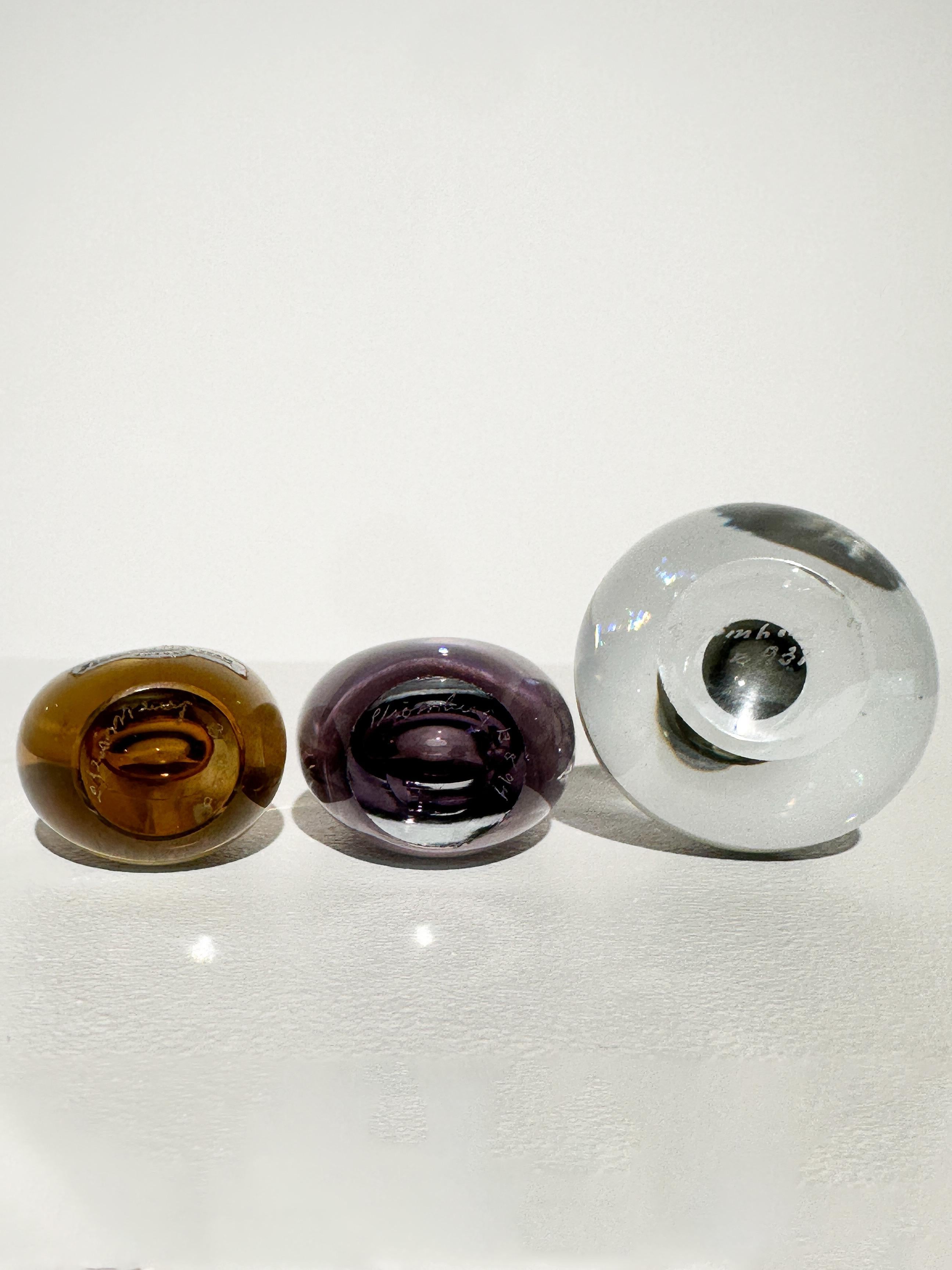Set of Three Gunnar Nylund Miniature Vases Strömbergshyttan Glass Sweden 1960s 4
