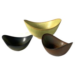 Set of Three Gunnar Nylund Stoneware Bowls ARO Rörstrand, Sweden, 1950s