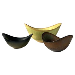 Set of Three Gunnar Nylund Stoneware Bowls ARO Rörstrand, Sweden, 1950s