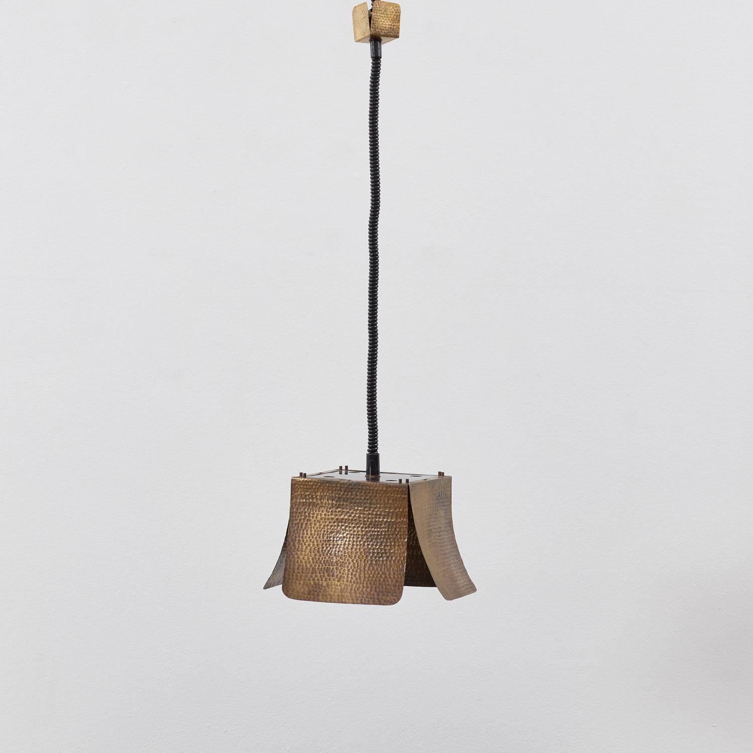 Italian Set of three hammered ceiling lamps attributed to Tommaso Barbi - Italy, 1970s For Sale