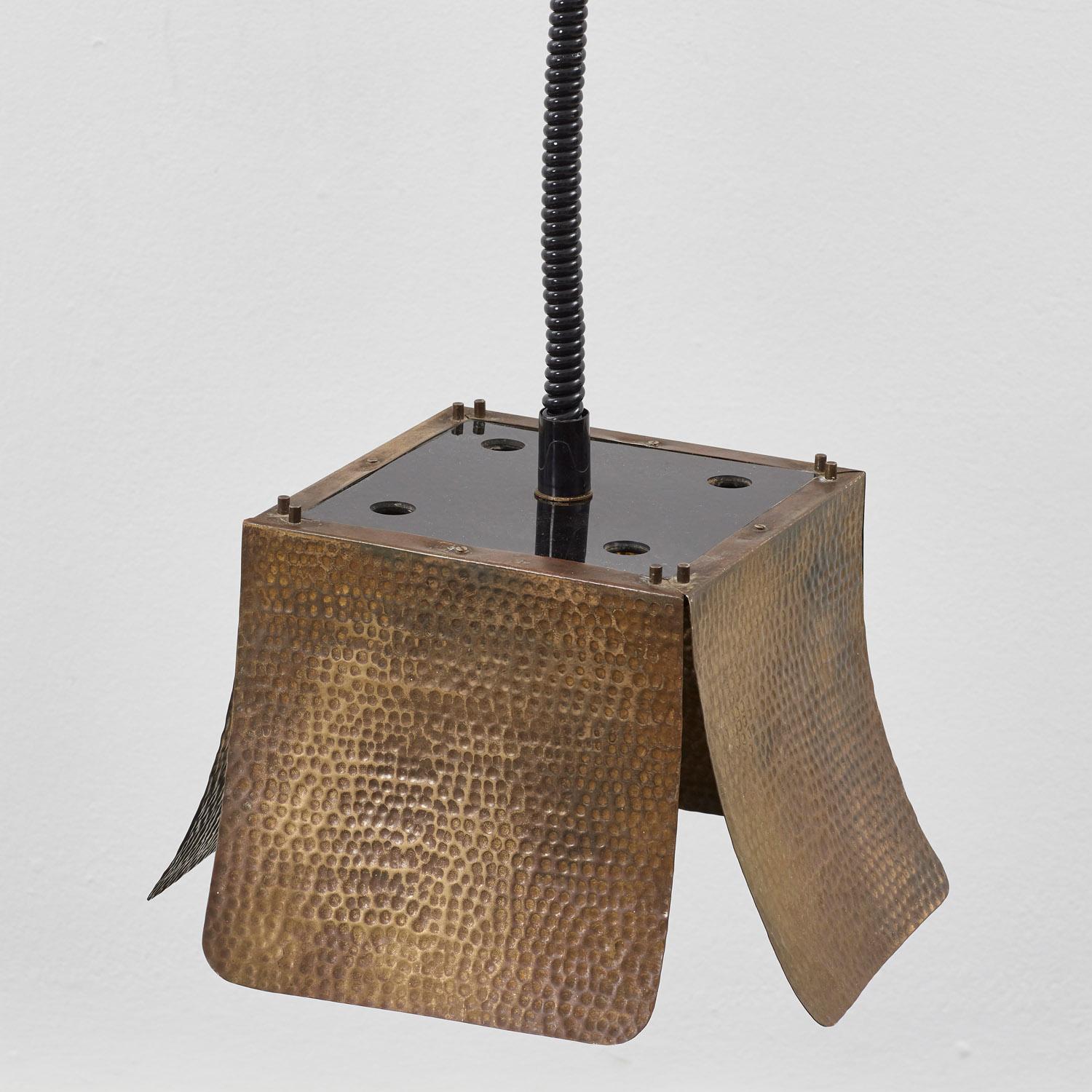 Set of three hammered ceiling lamps attributed to Tommaso Barbi - Italy, 1970s In Good Condition For Sale In London, GB