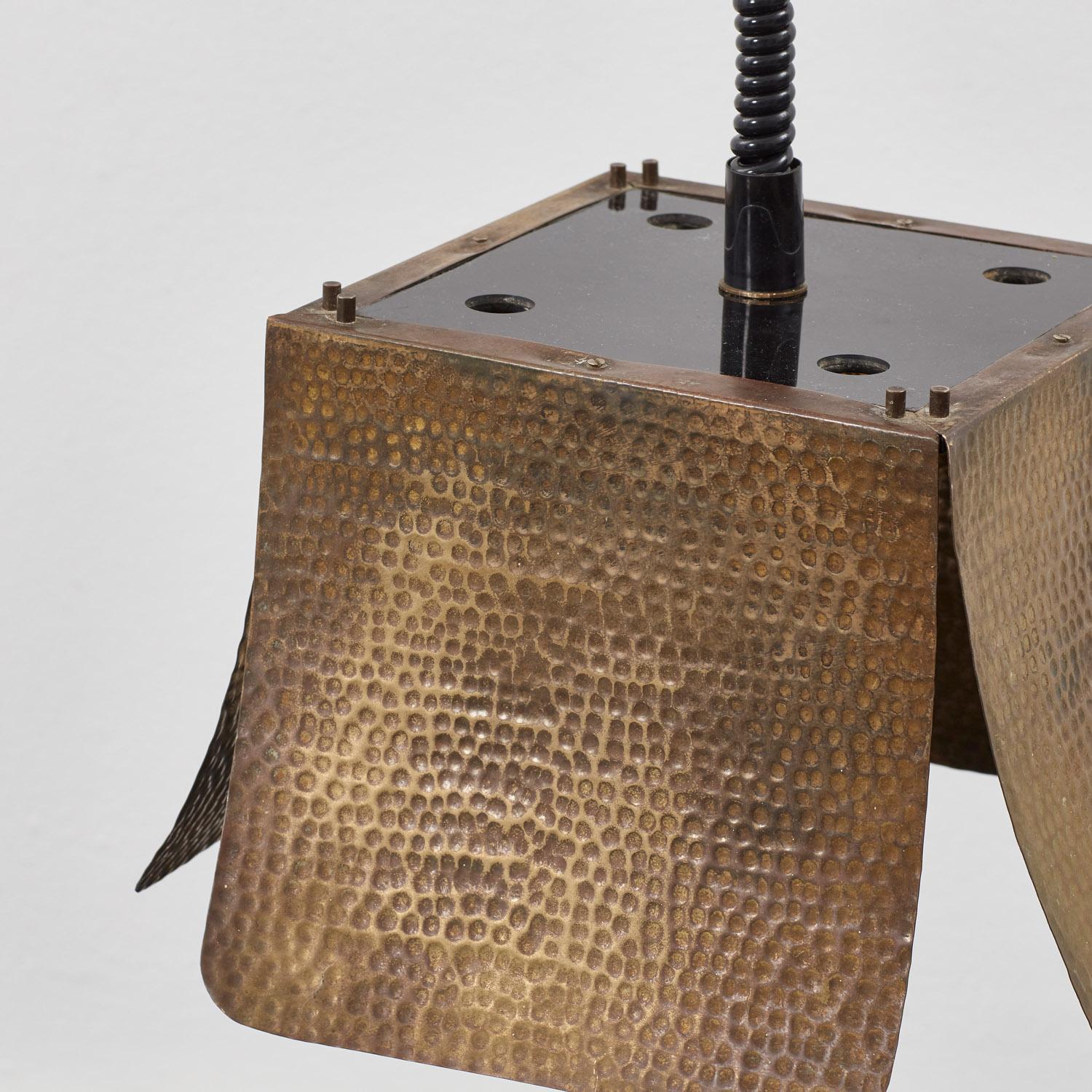Late 20th Century Set of three hammered ceiling lamps attributed to Tommaso Barbi - Italy, 1970s For Sale