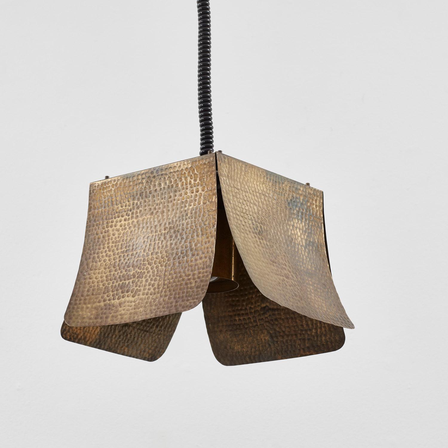 Set of three hammered ceiling lamps attributed to Tommaso Barbi - Italy, 1970s For Sale 1