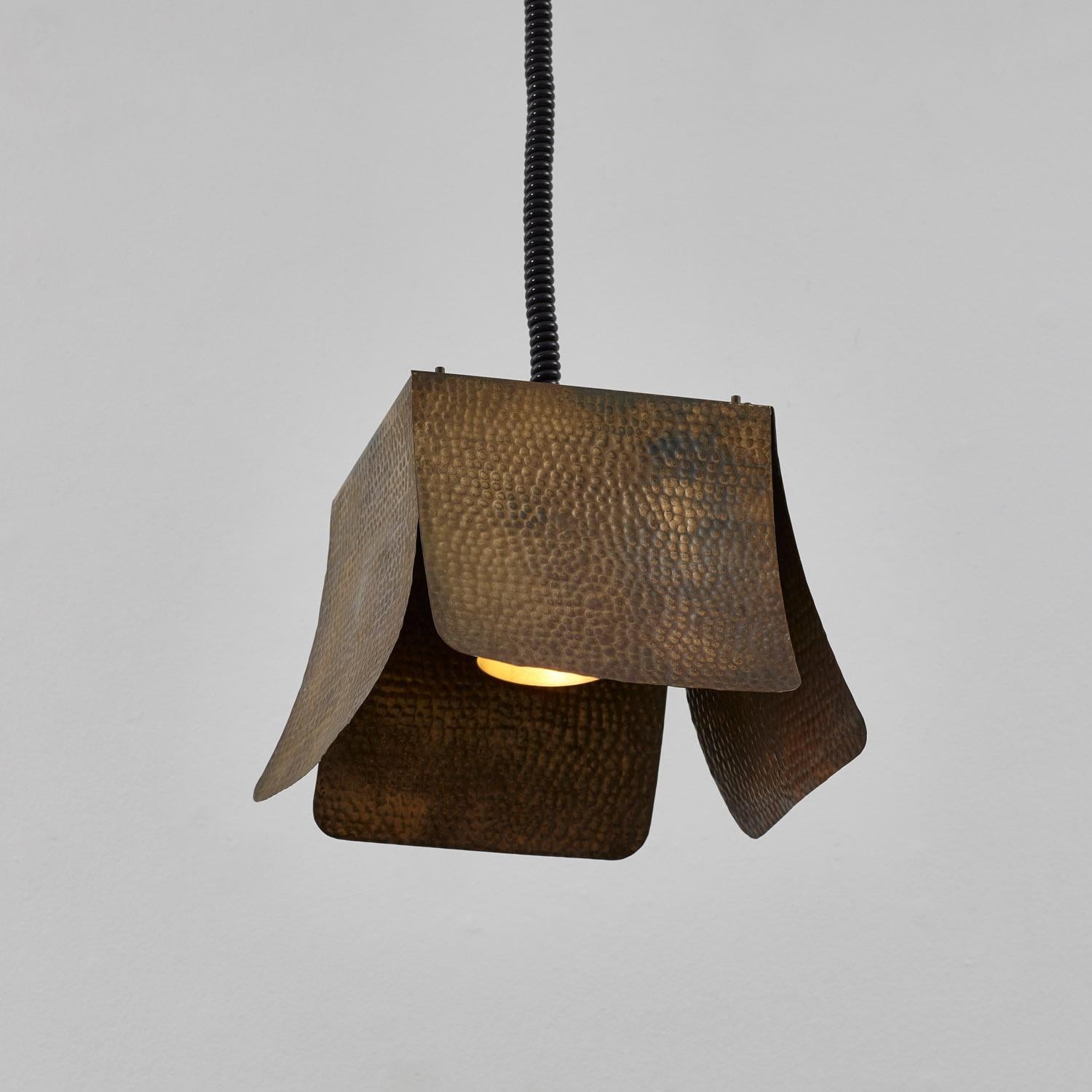 Set of three hammered ceiling lamps attributed to Tommaso Barbi - Italy, 1970s For Sale 2