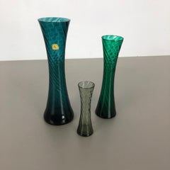 Set of Three Hand Blown Crystal Glass Vases Made by Alfred Taube, Germany, 1960s