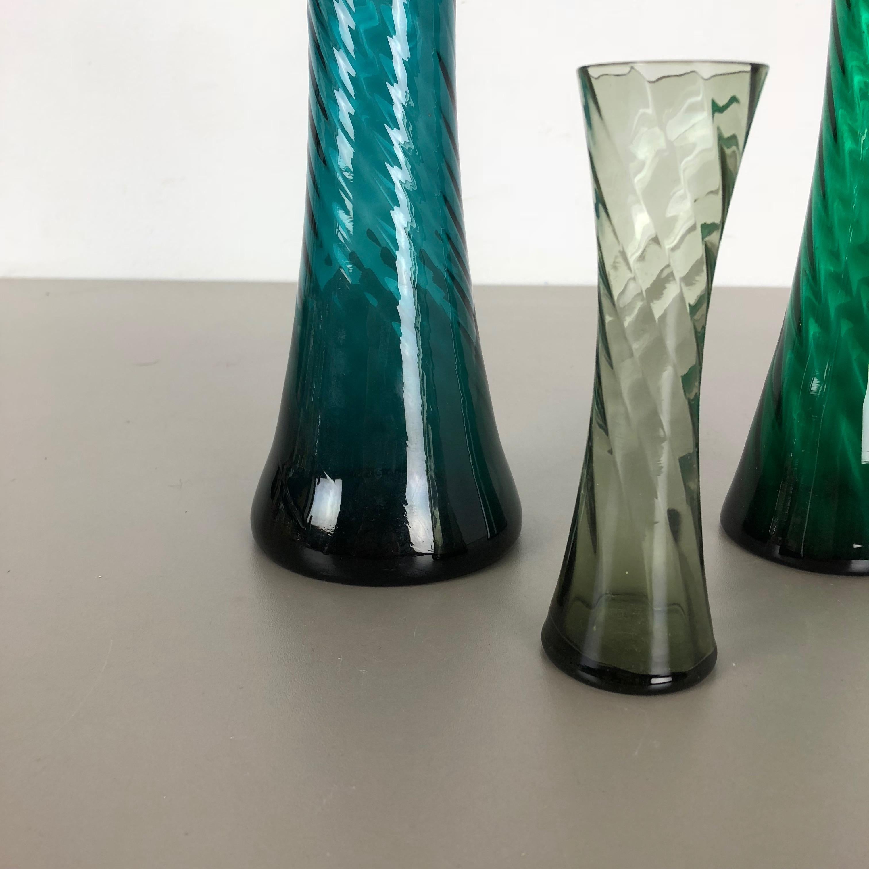 Set of Three Hand Blown Crystal Glass Vases Made by Alfred Taube, Germany, 1960s In Good Condition For Sale In Kirchlengern, DE