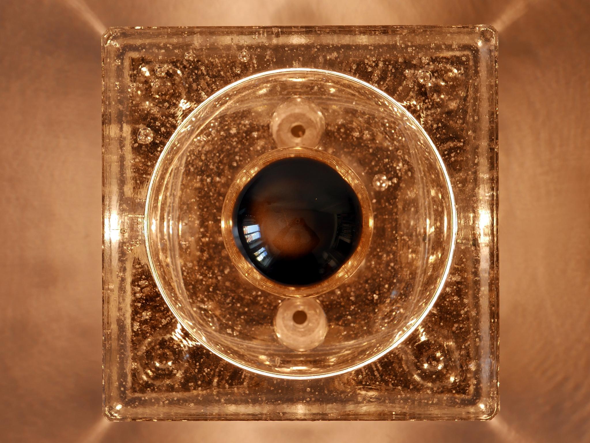 Blown Glass Set of Three Hand-Blown Ice-Glass Cube Sconces by Müller & Zimmer Germany 1970s For Sale