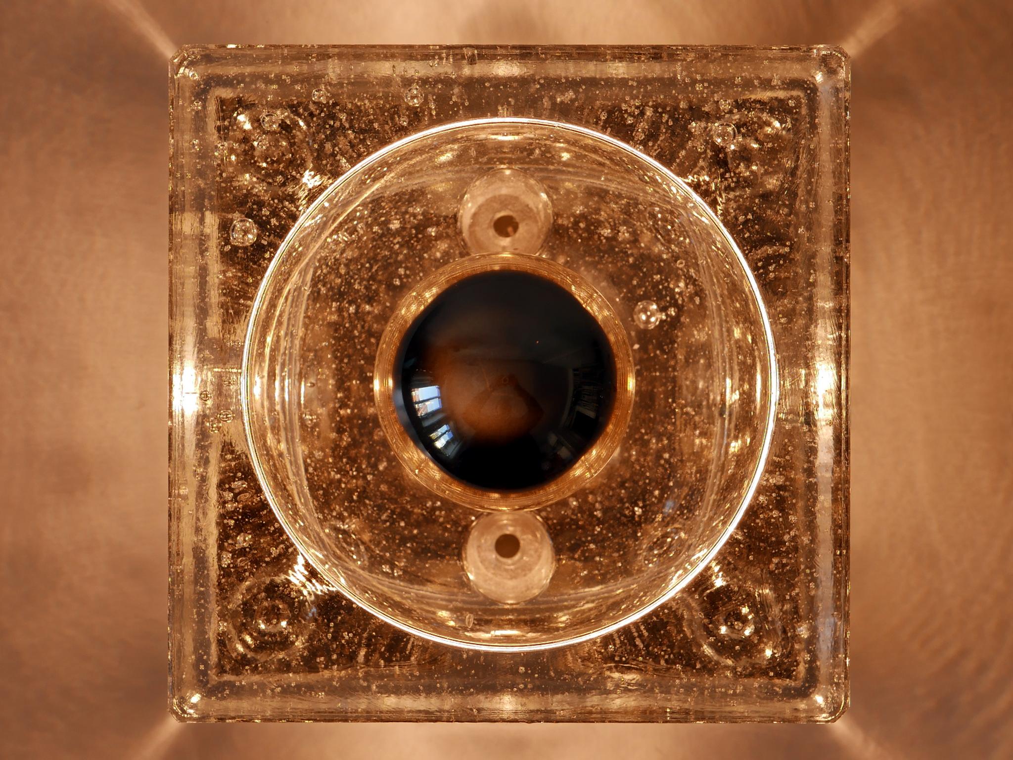 Set of Three Hand-Blown Ice-Glass Cube Sconces by Müller & Zimmer Germany 1970s For Sale 1