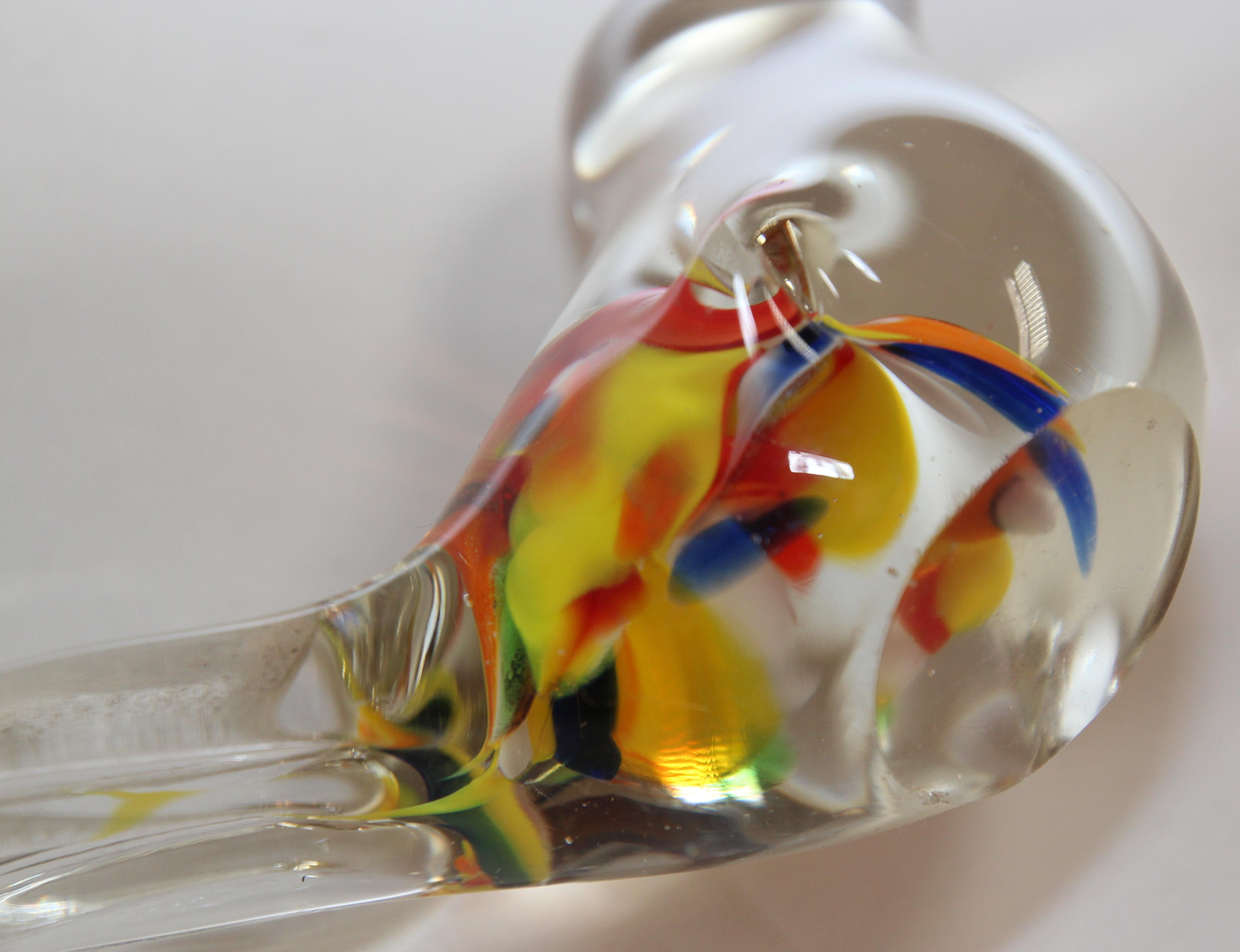 Art Glass Set of Three Hand Blown Murano Glass Birds Paperweights For Sale