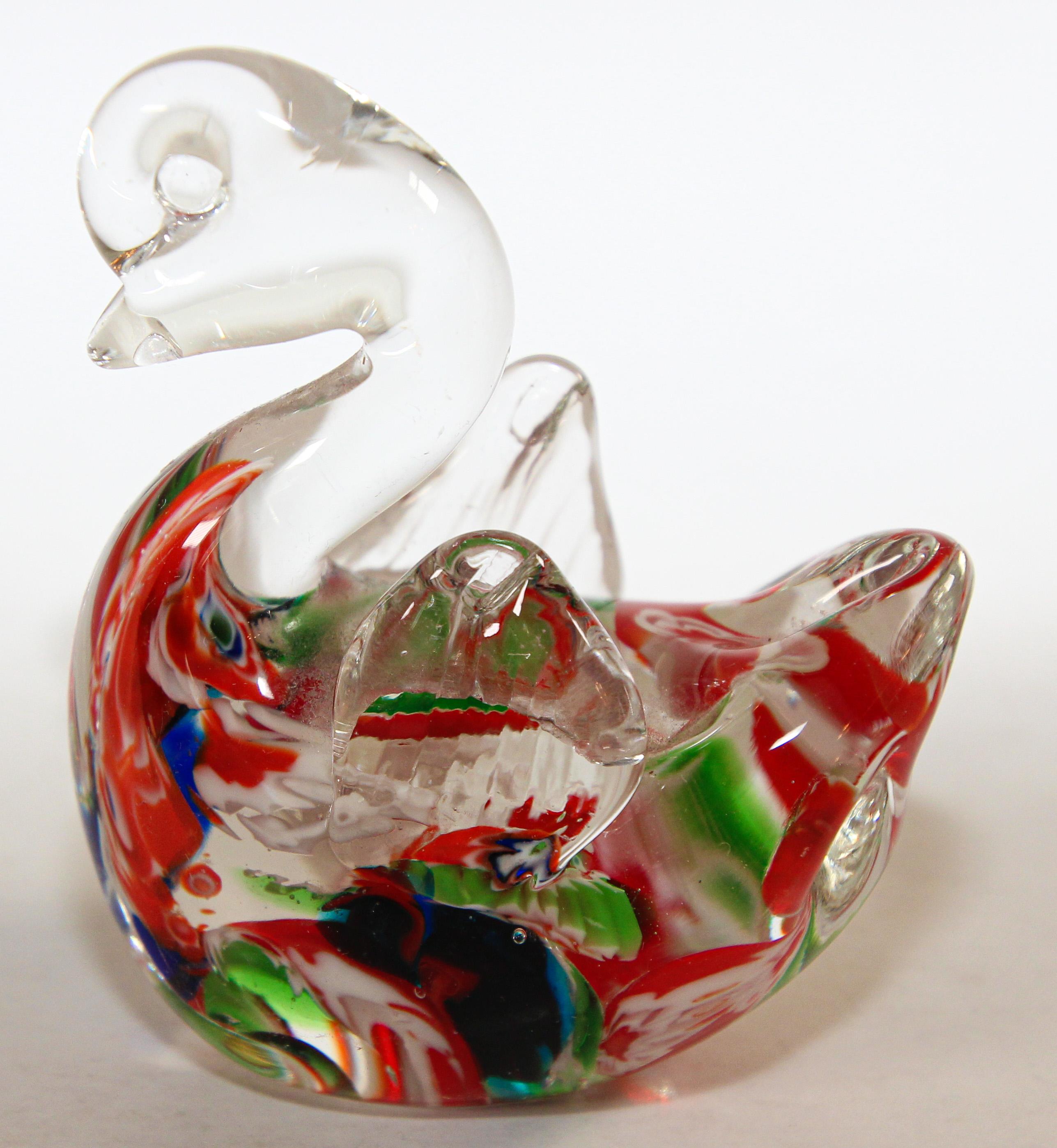 Mid-Century Modern Set of Three Hand Blown Murano Glass Birds Paperweights For Sale