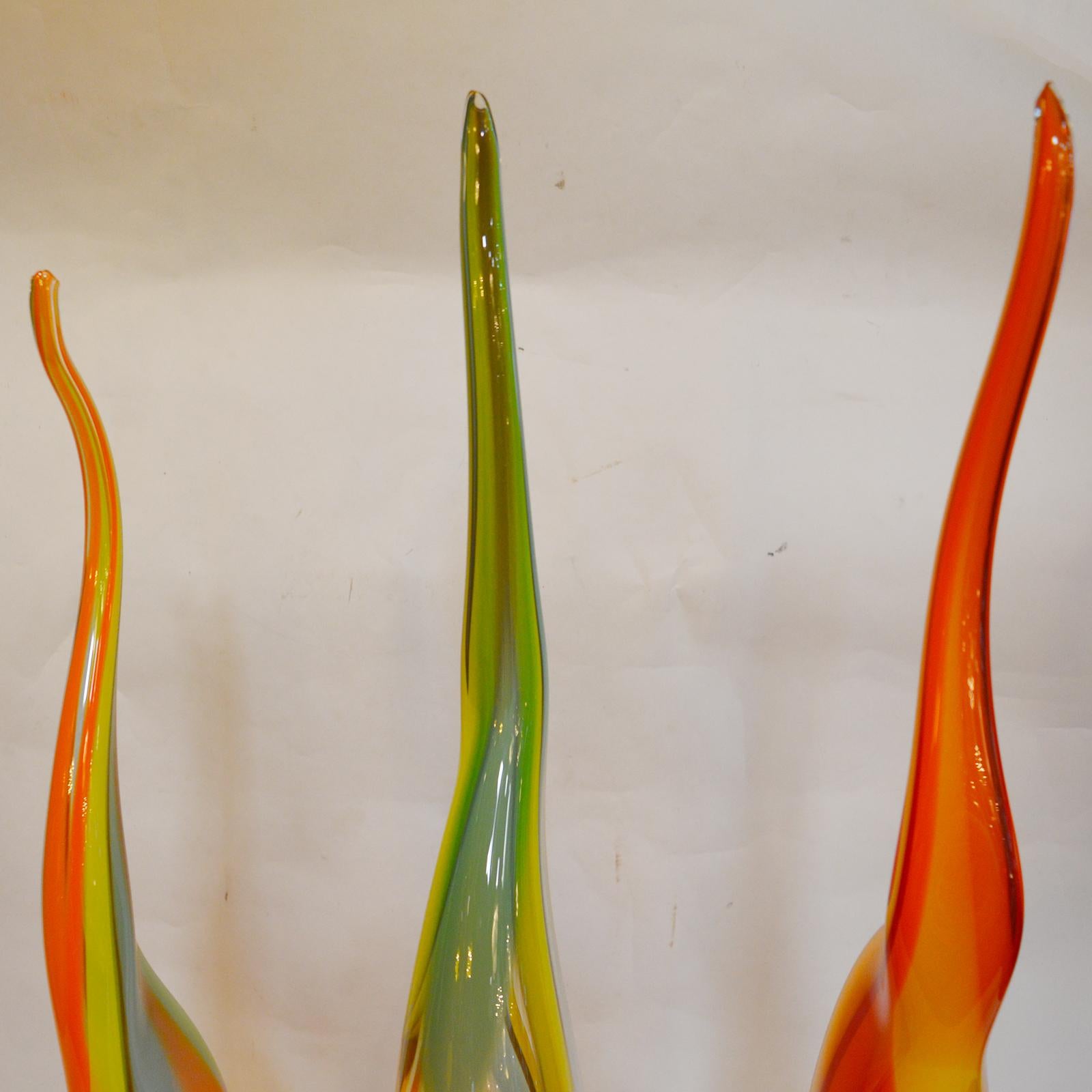 20th Century Set of Three Hand Blown Murano Glass Vases by Jeremy R Cline For Sale