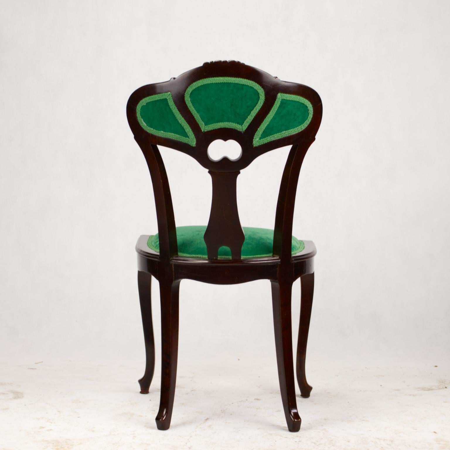 Set of Three Hand Carved Art Nouveau Chairs, circa 1900 For Sale 7