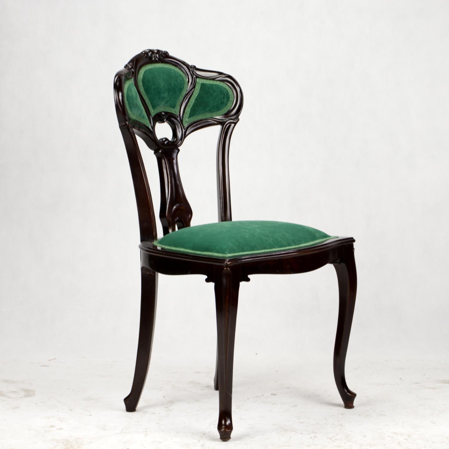 Set of Three Hand Carved Art Nouveau Chairs, circa 1900 For Sale 10