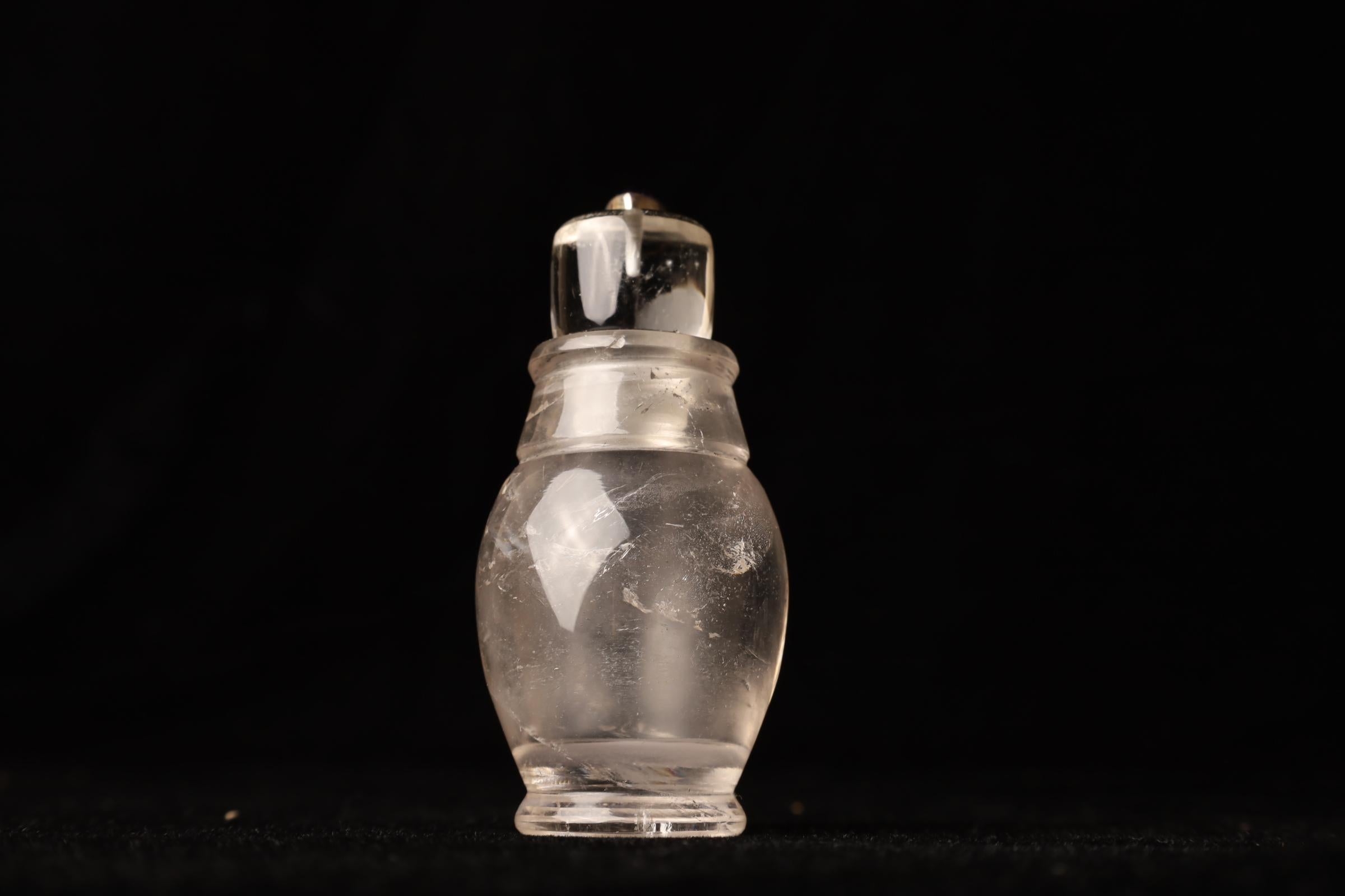 Set of Three Hand-Carved Crystal Jars with Silver Amethyst Accents, 21st Century For Sale 2