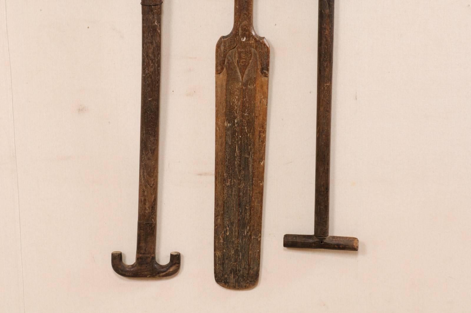 Indian Set of Three Hand-Carved Wooden Boat Prows from Kerala, South India