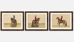 Set of Three Hand-Colored Equestrian Engravings, circa 1727